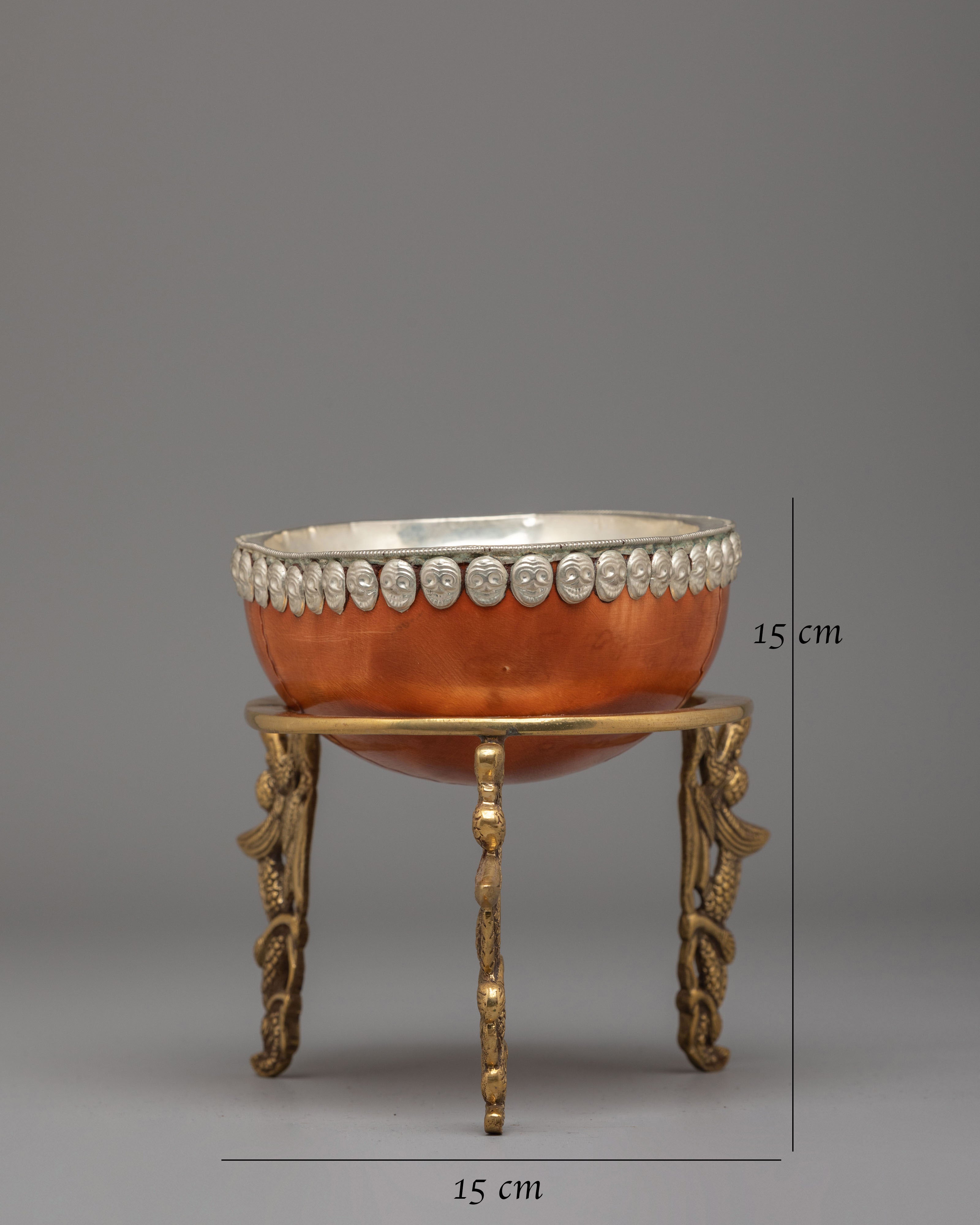 Handmade Kapala Ritual Cup with Stand | Tibetan Buddhist Ritual Bowl