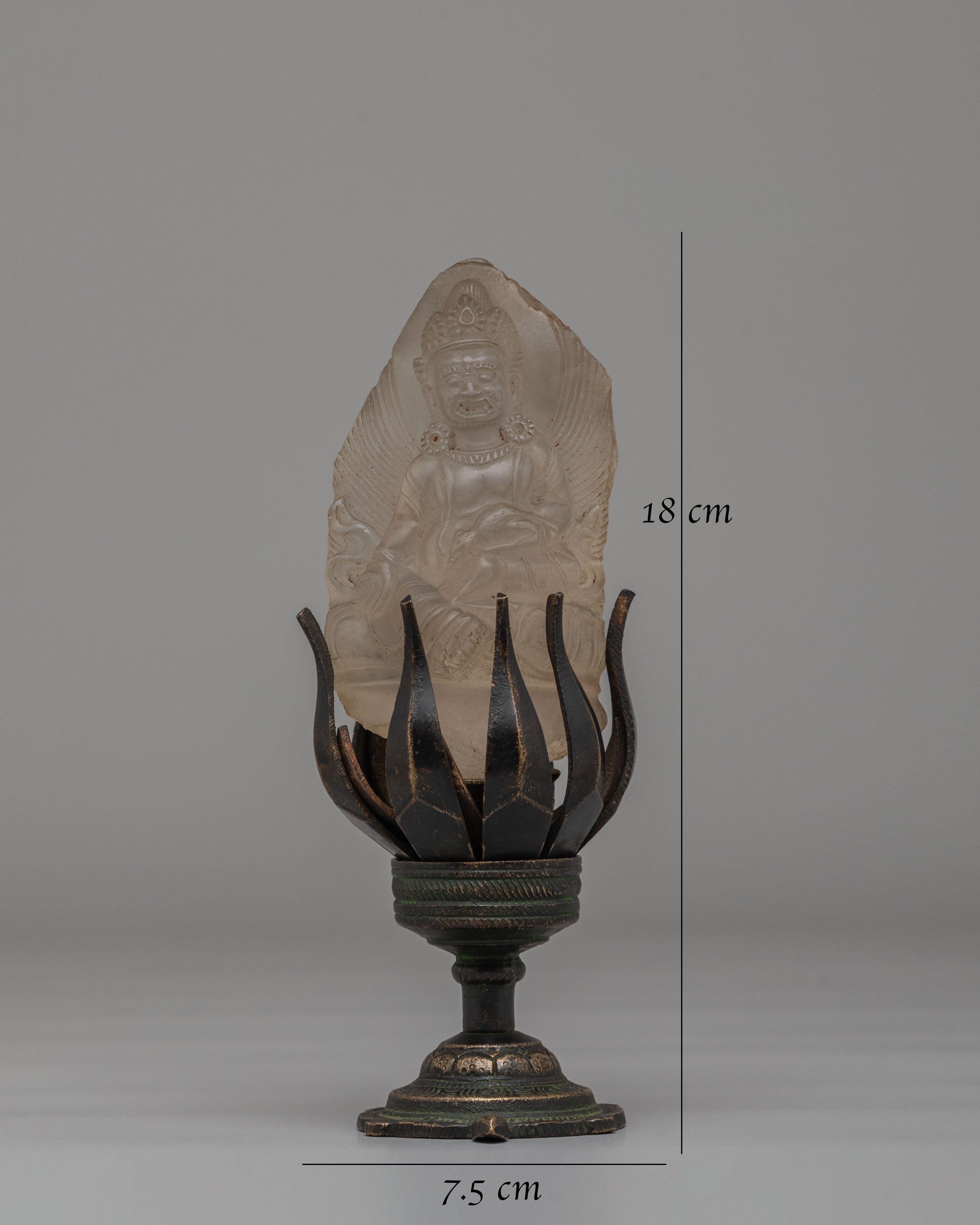 Handcrafted Dzambhala on Lotus | Tibetan Wealth Deity Statue