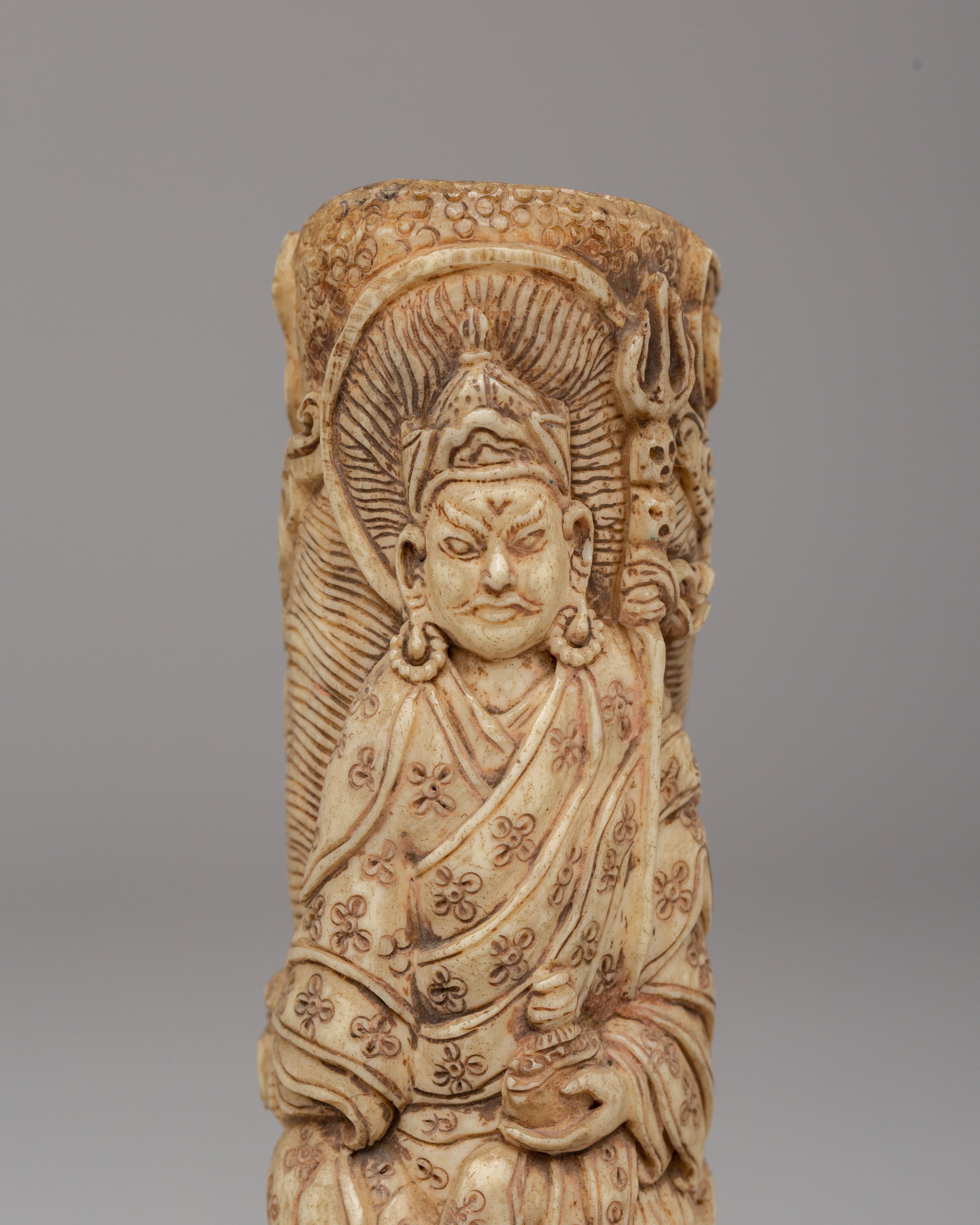 Traditional Guru Rinpoche Bone Sculpture | Spiritual Decor