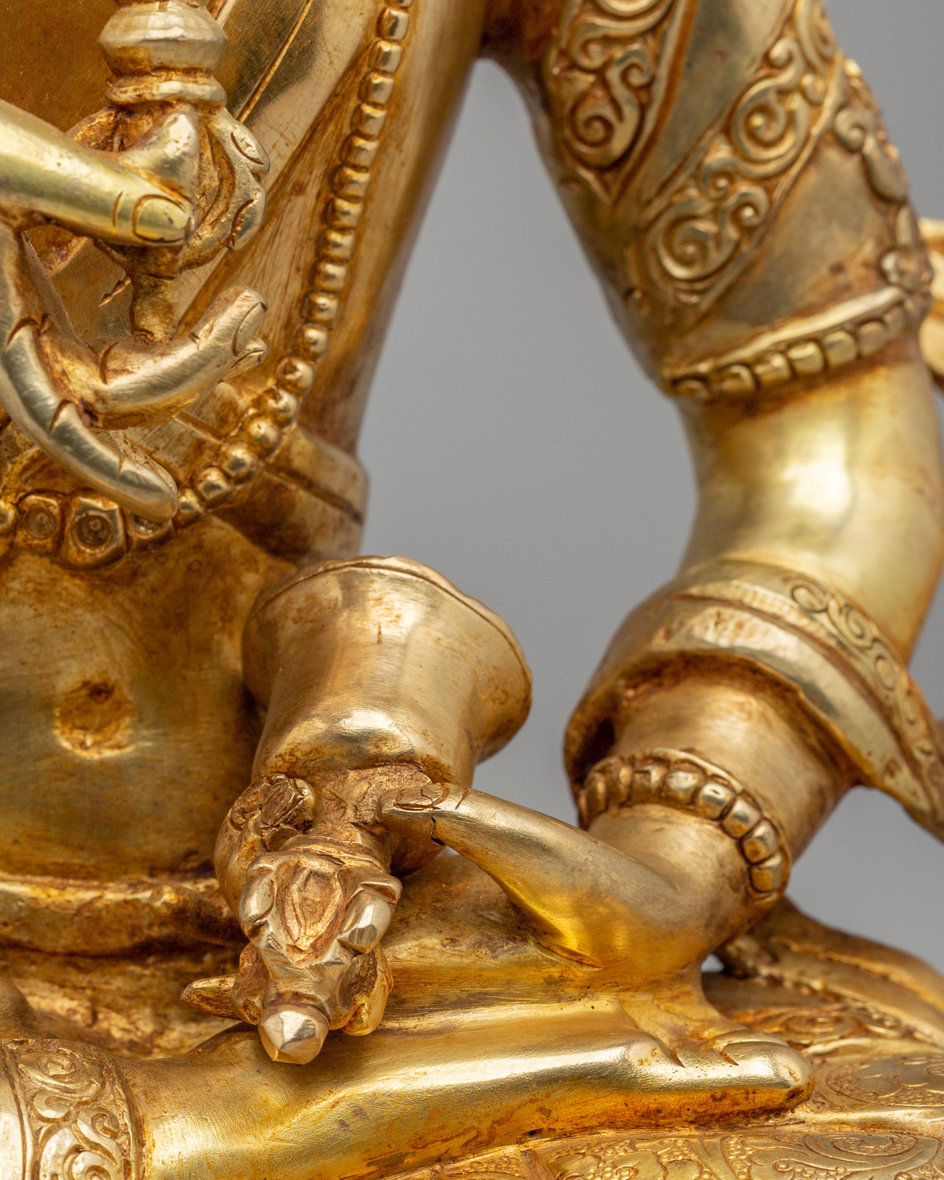 Tibetan Buddhist Vajrasattva Statue | 24K Gold Plated Copper Sculpture