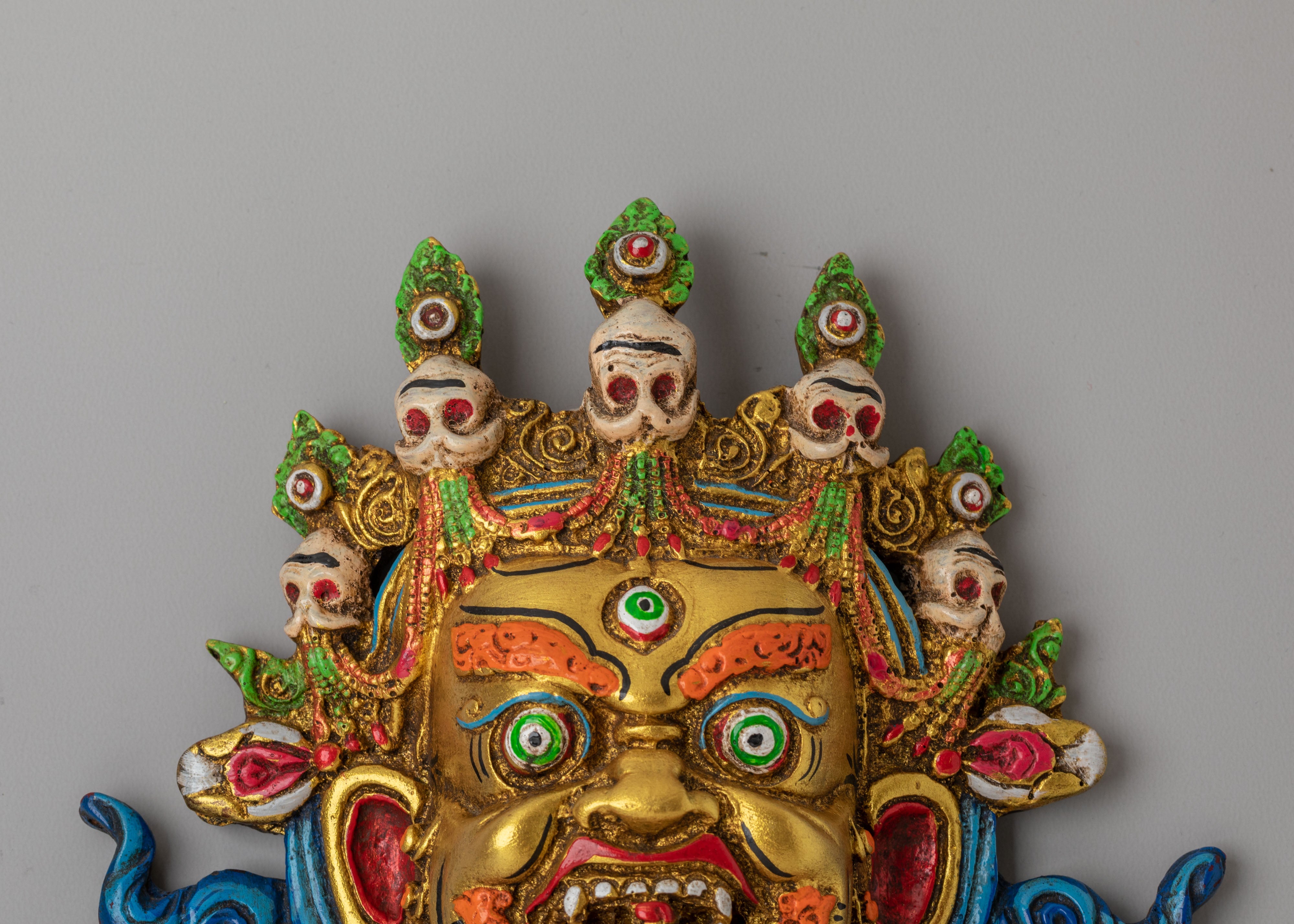 Handcrafted Bhairav Wall Hanging | Wrathful Deity Protection Mask for Sacred Space