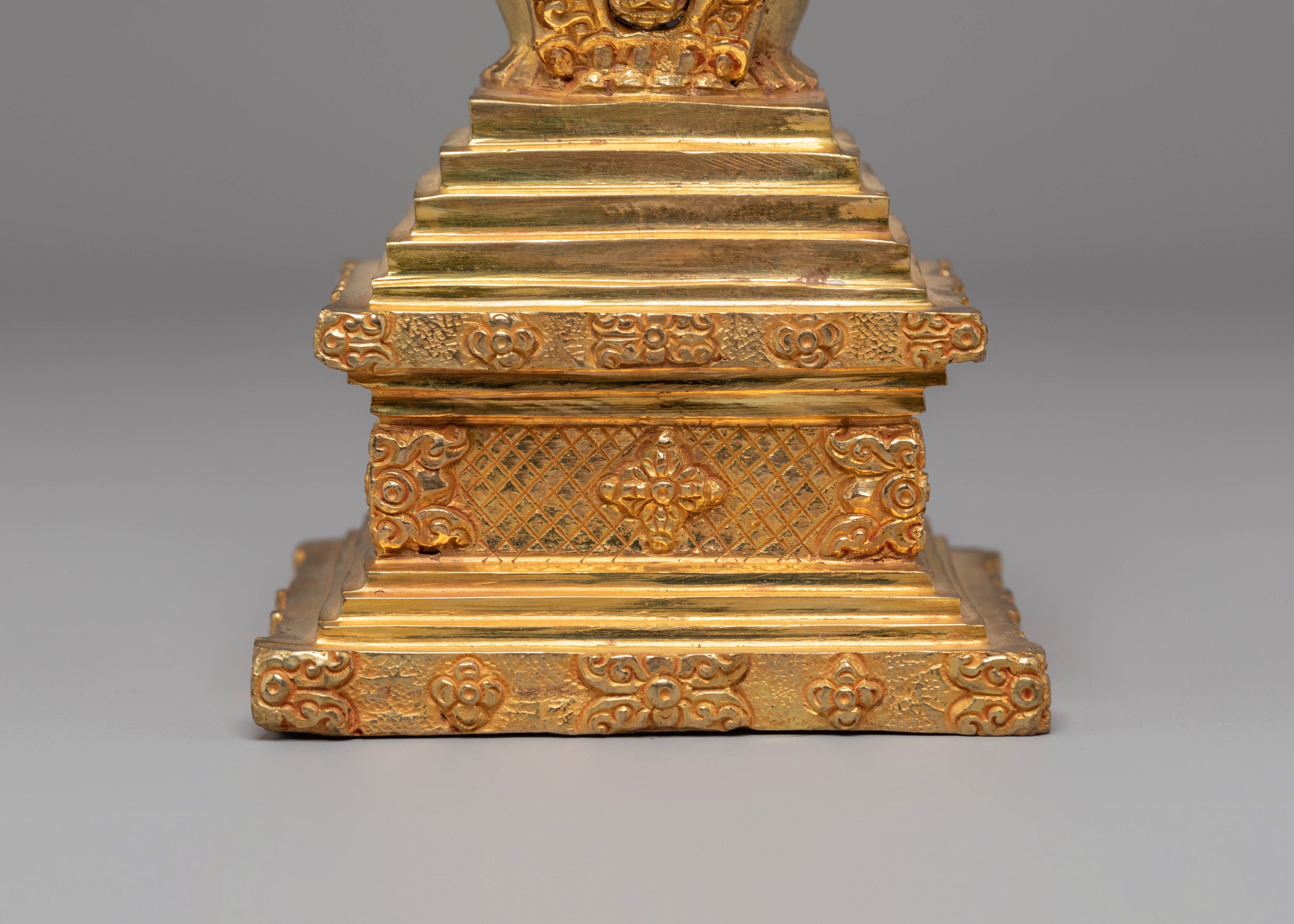 Handcrafted Gold-Plated Stupa Statue | Tibetan Ritual Stupa