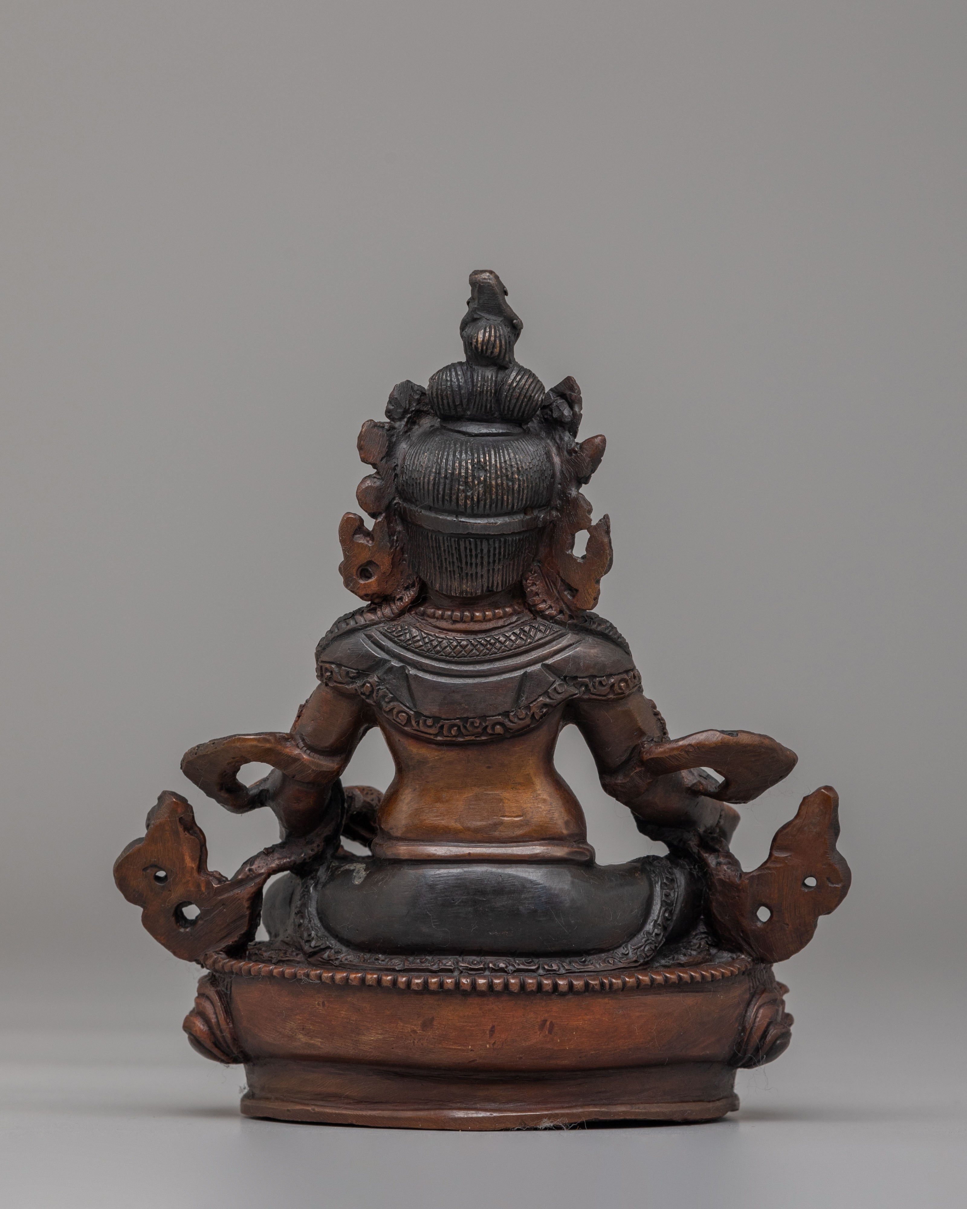 Dzambhala Wealth Protector Deity Statue | Copper Buddhist Altar Decor