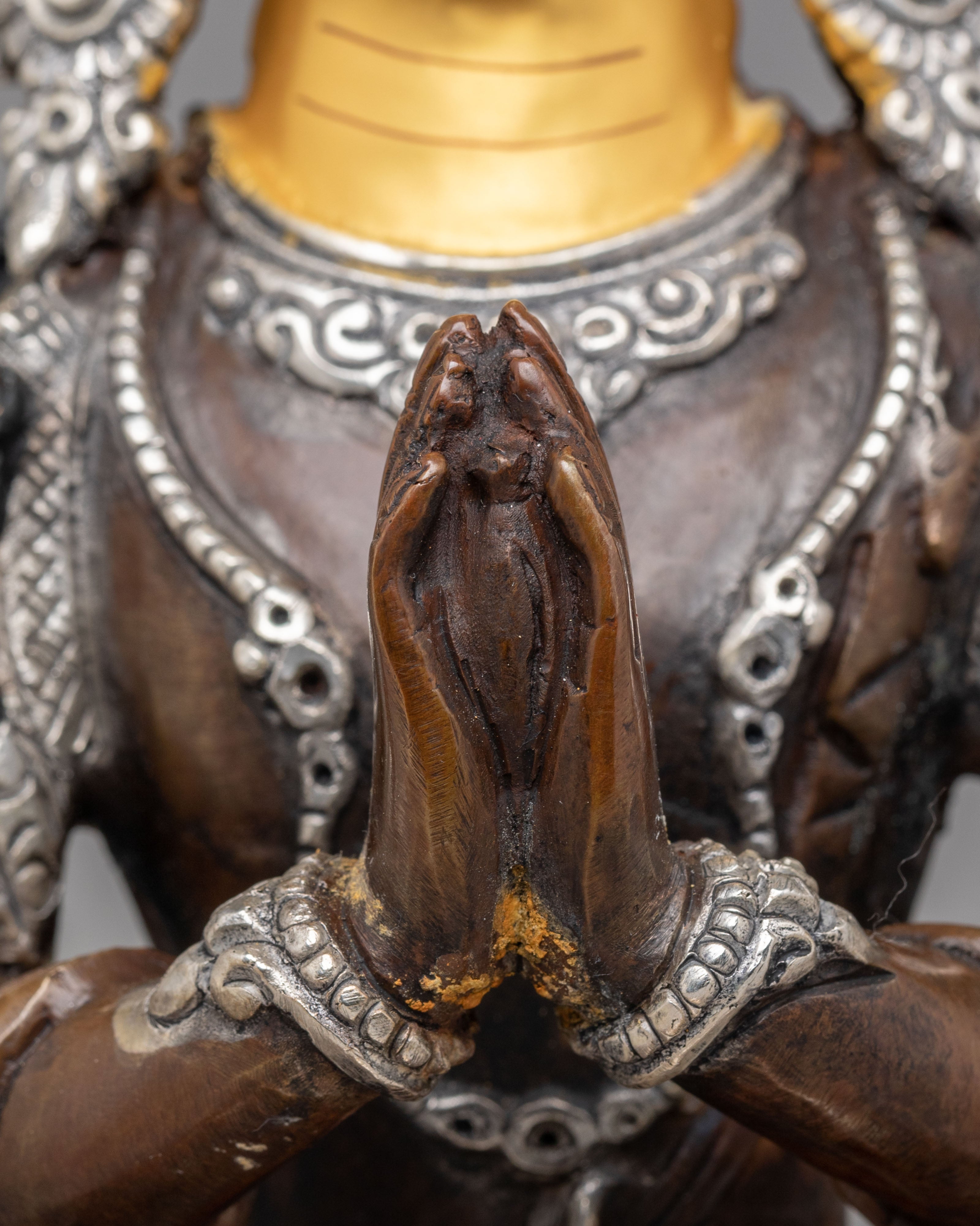 Tibetan Altar Avalokiteshvara Statue | Gold Plated Chenrezig Buddhist Sculpture