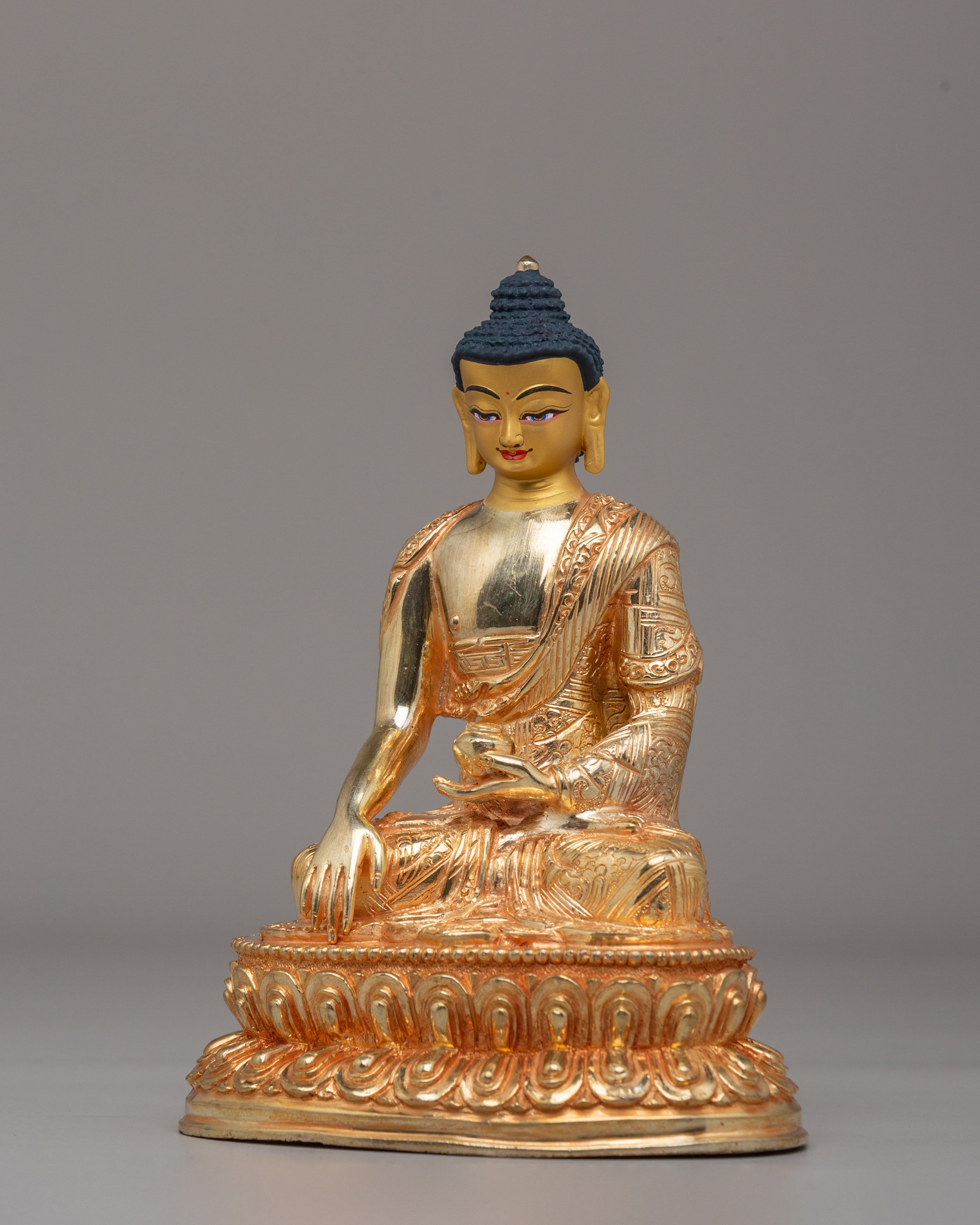 Sage Shakyamuni Buddha Figurine | 24K Gold Plated Buddhist Sculpture