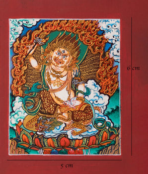 White Dzambhala Thangka For Locket | Miniature Artwork