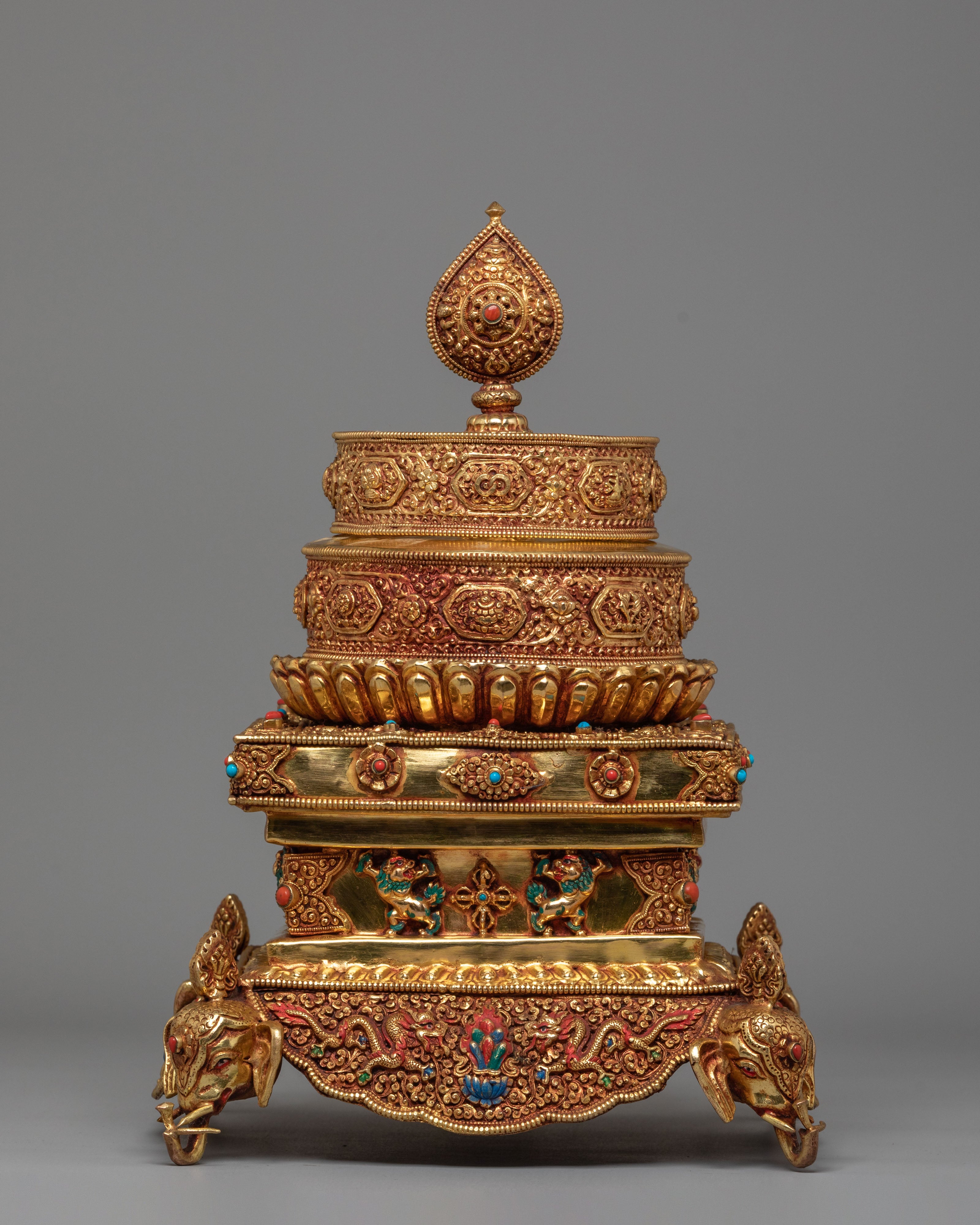 Himalayan Mandala Offering Piece | Tibetan Ritual Stupa Art