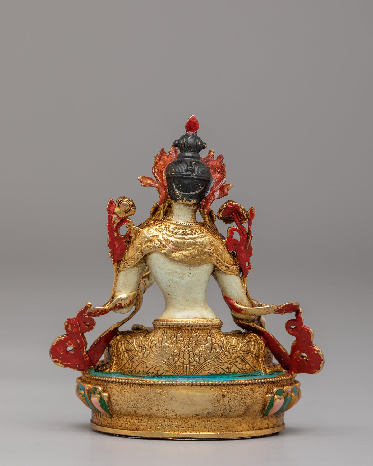 Sacred White Tara Goddess Statue | 24K Gold Plated Buddhist Healing Decor
