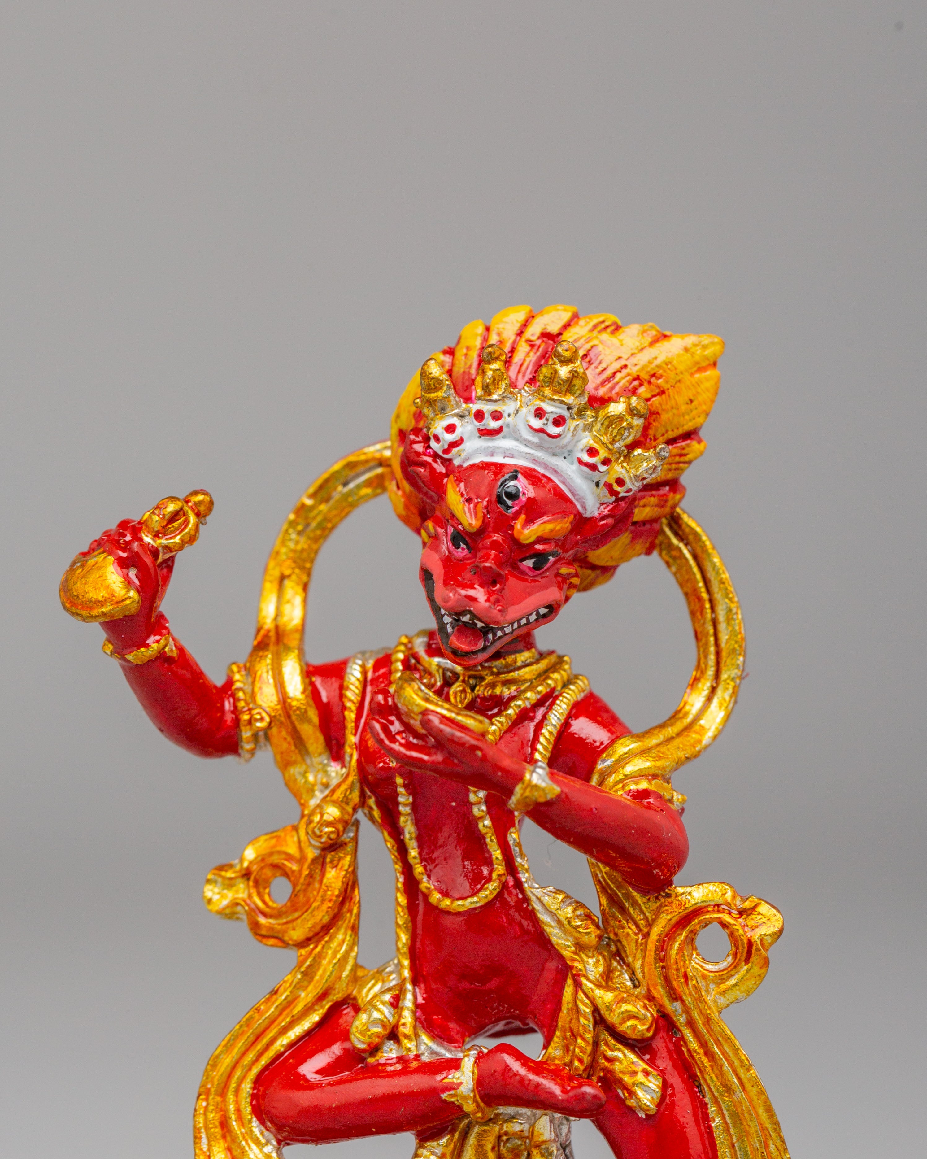 Simhamukha Lion-Faced Dakini Statue | Hand Painted Altar Decor for Protection