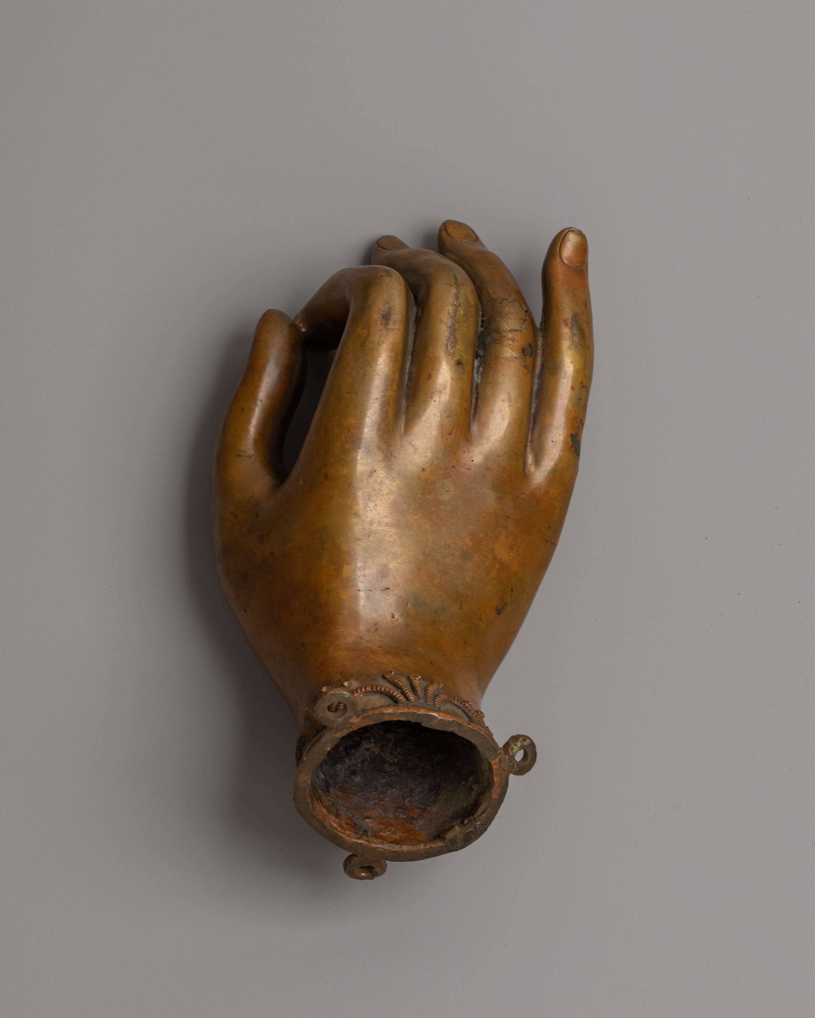 Copper Buddha Hand Sculpture - Bhumisparsha Mudra