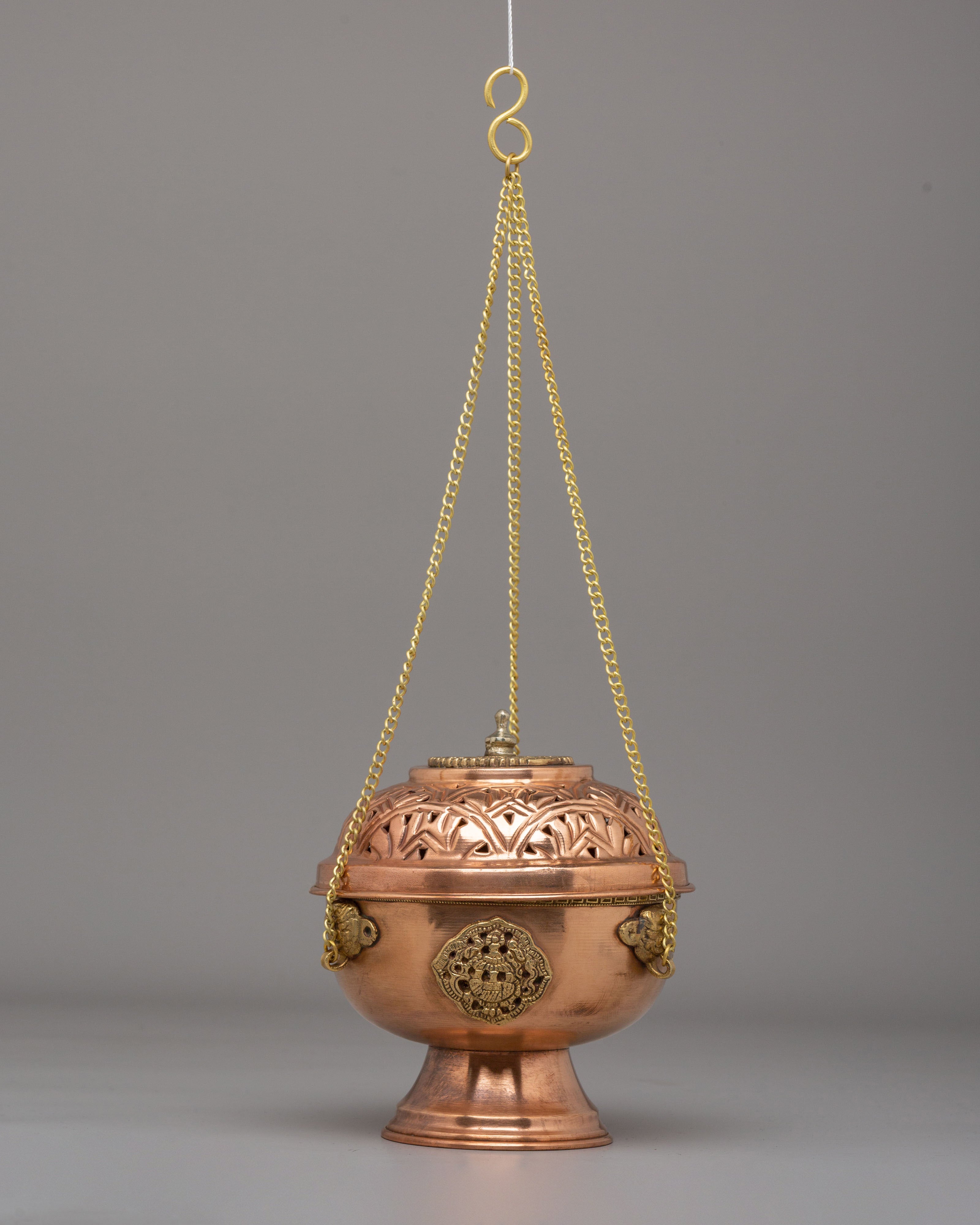 Tibetan Altar Incense Burner | Handcrafted Metal Ritual Offering Vessel