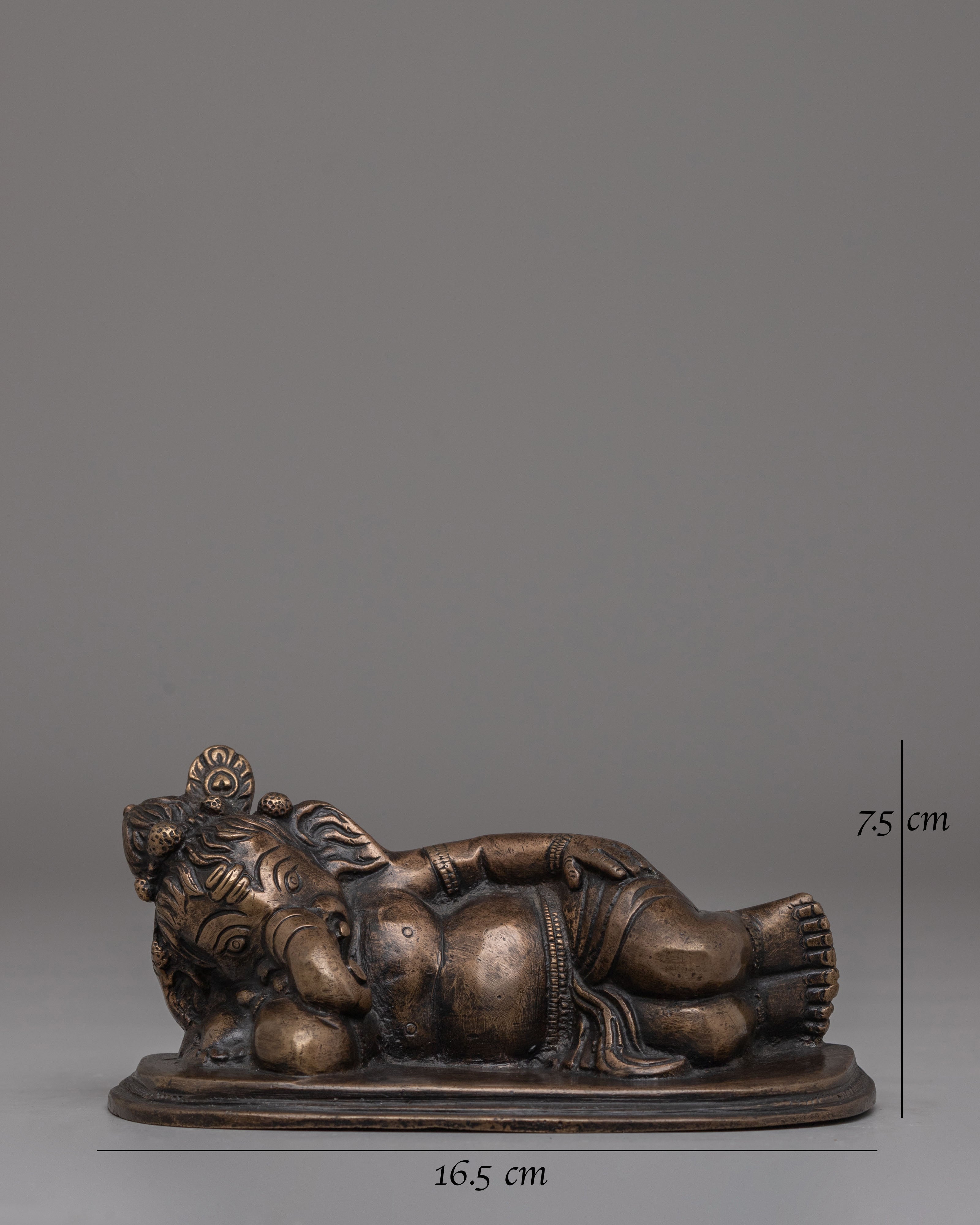 Spiritual  Reclining Ganesha Statue | Handcrafted Bronze Lord Ganesh Sculpture