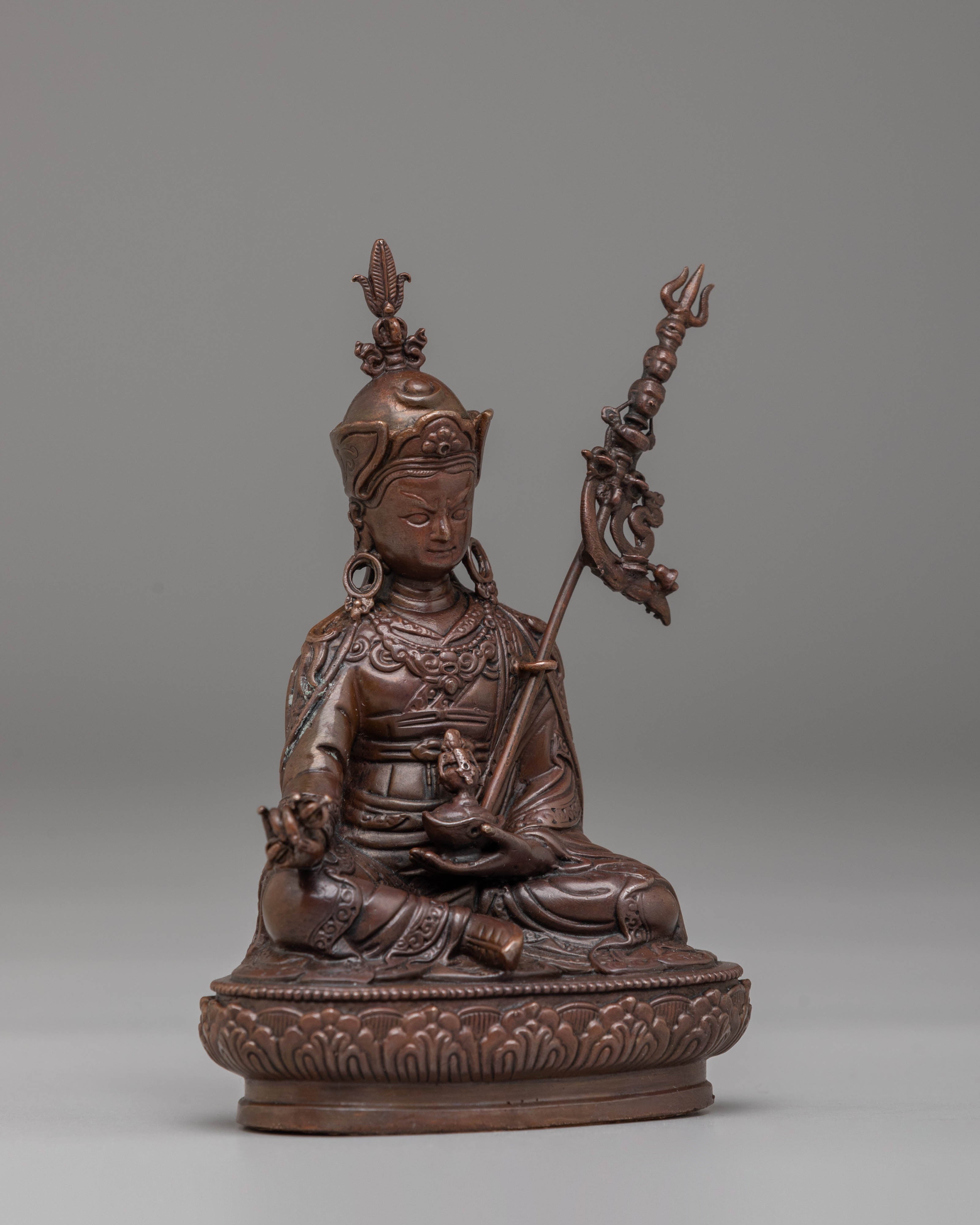 Traditional Tibetan Guru Rinpoche Statue | Oxidized Copper Figurine