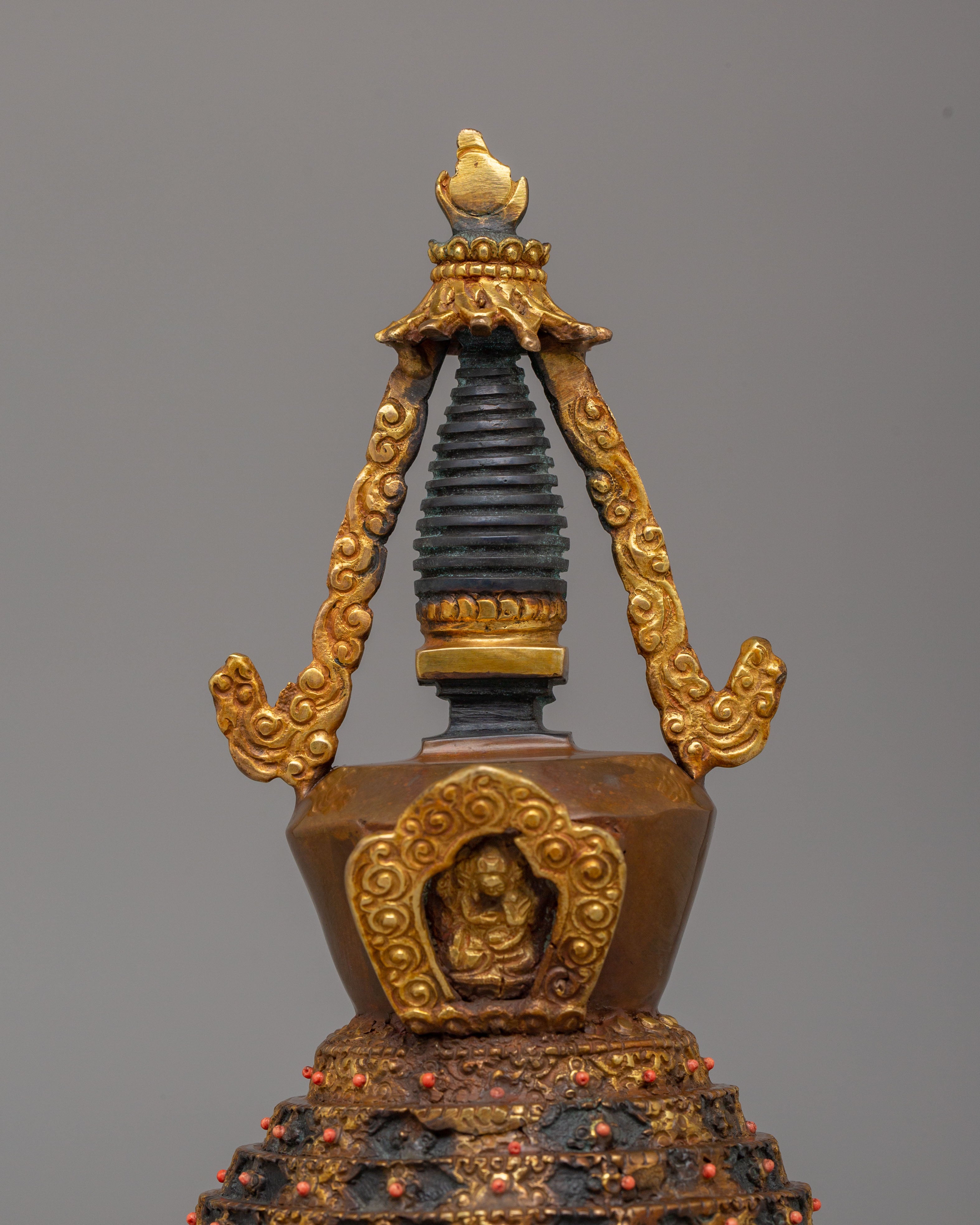 Traditional Tibetan Lotus Blossom Stupa | Handcrafted Spiritual Decor