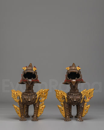 Himalayan Guardian Lion Statue Pair 