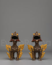 Himalayan Guardian Lion Statue Pair 