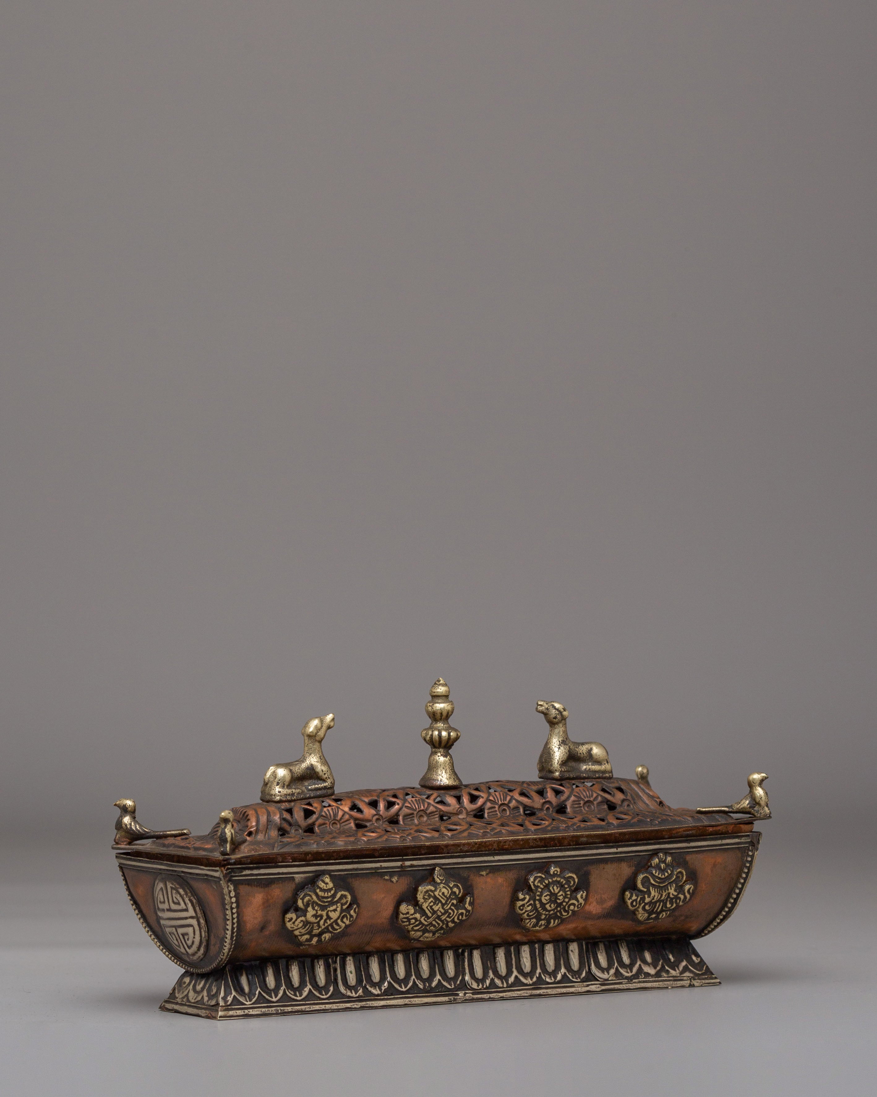 Handmade Buddhist Incense Burner | Copper Body with Electro Gold Plating