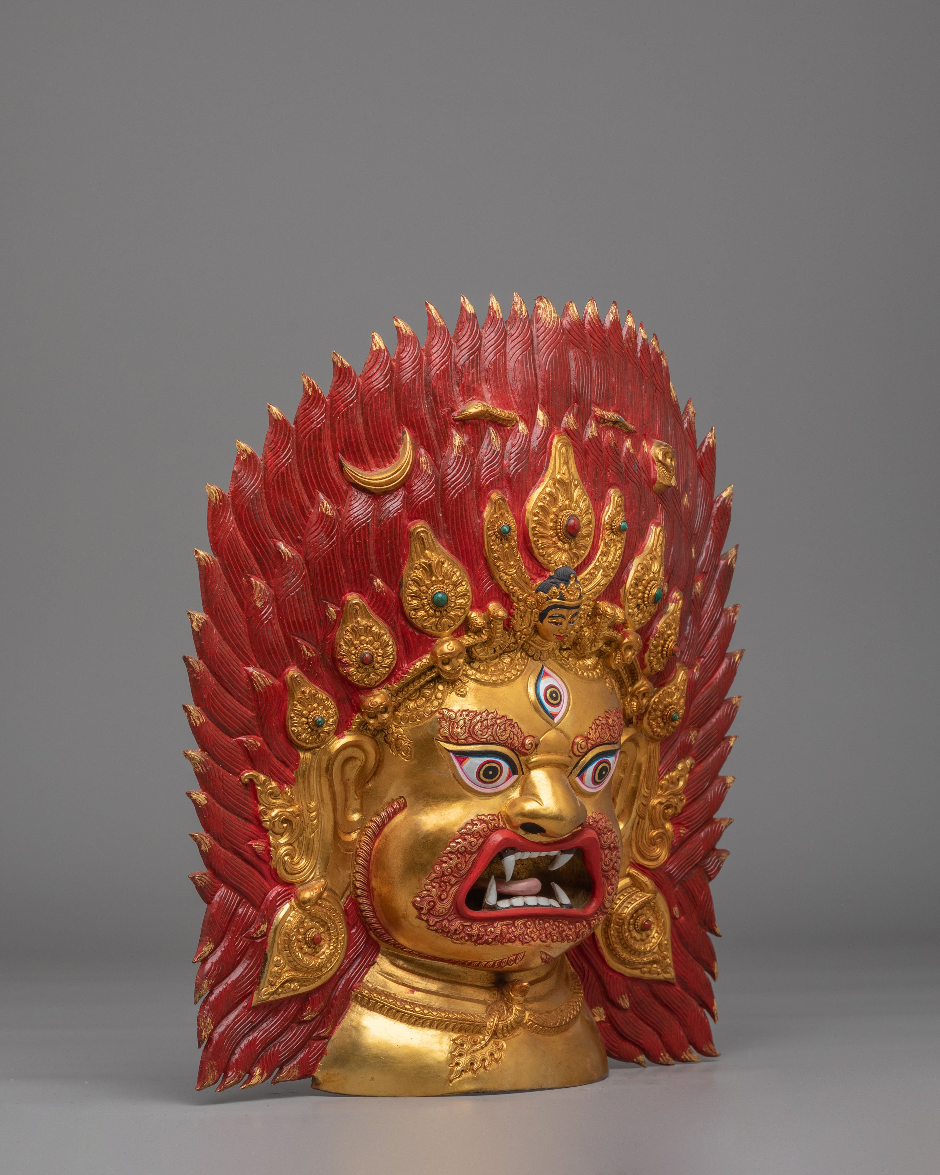 Dharmapala Mahakala Wall Hanging | Gold Plated Mahakala Wall Art