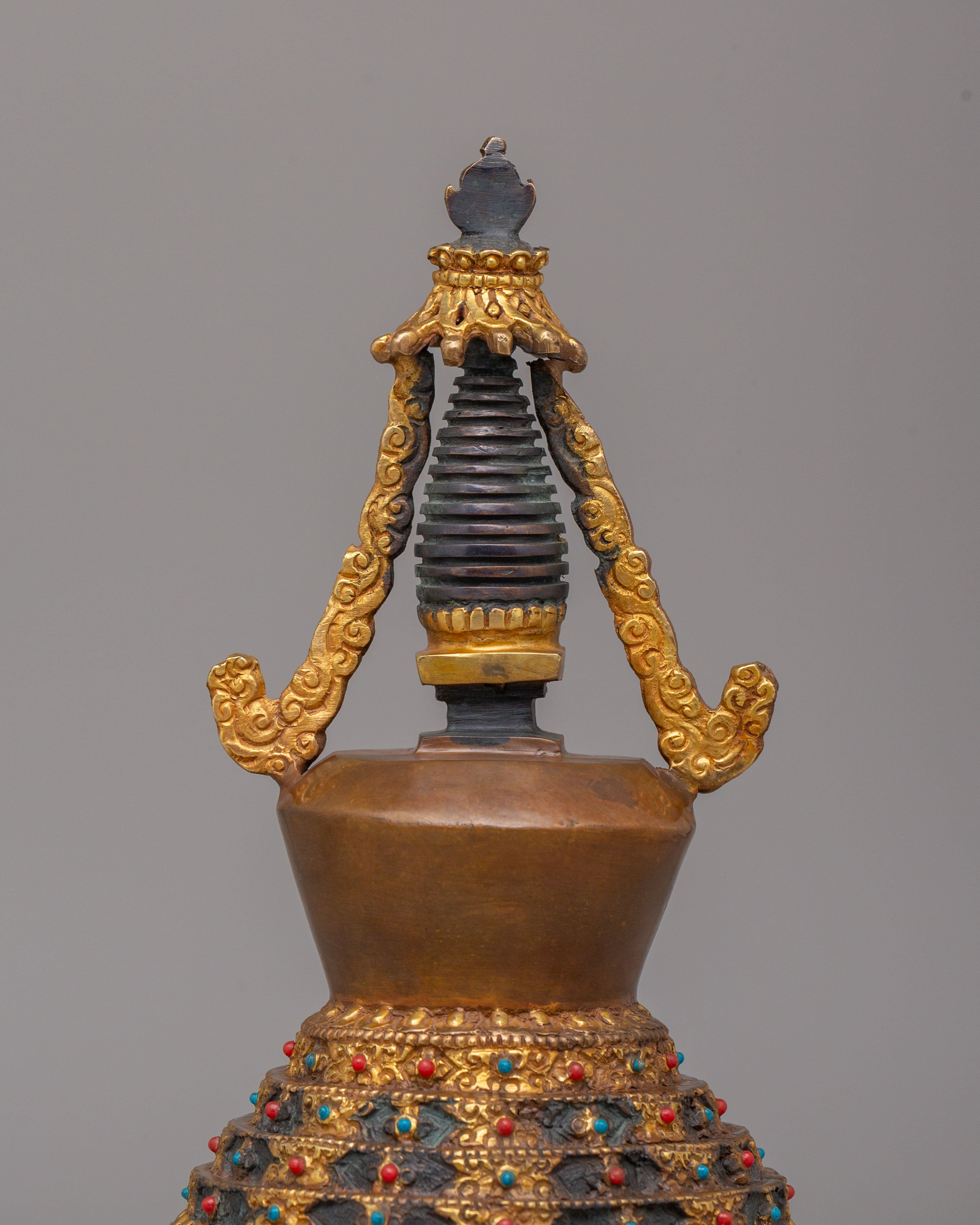 Sacred Lotus Blossom Stupa for Altar | Handcrafted Buddhist Shrine Decor