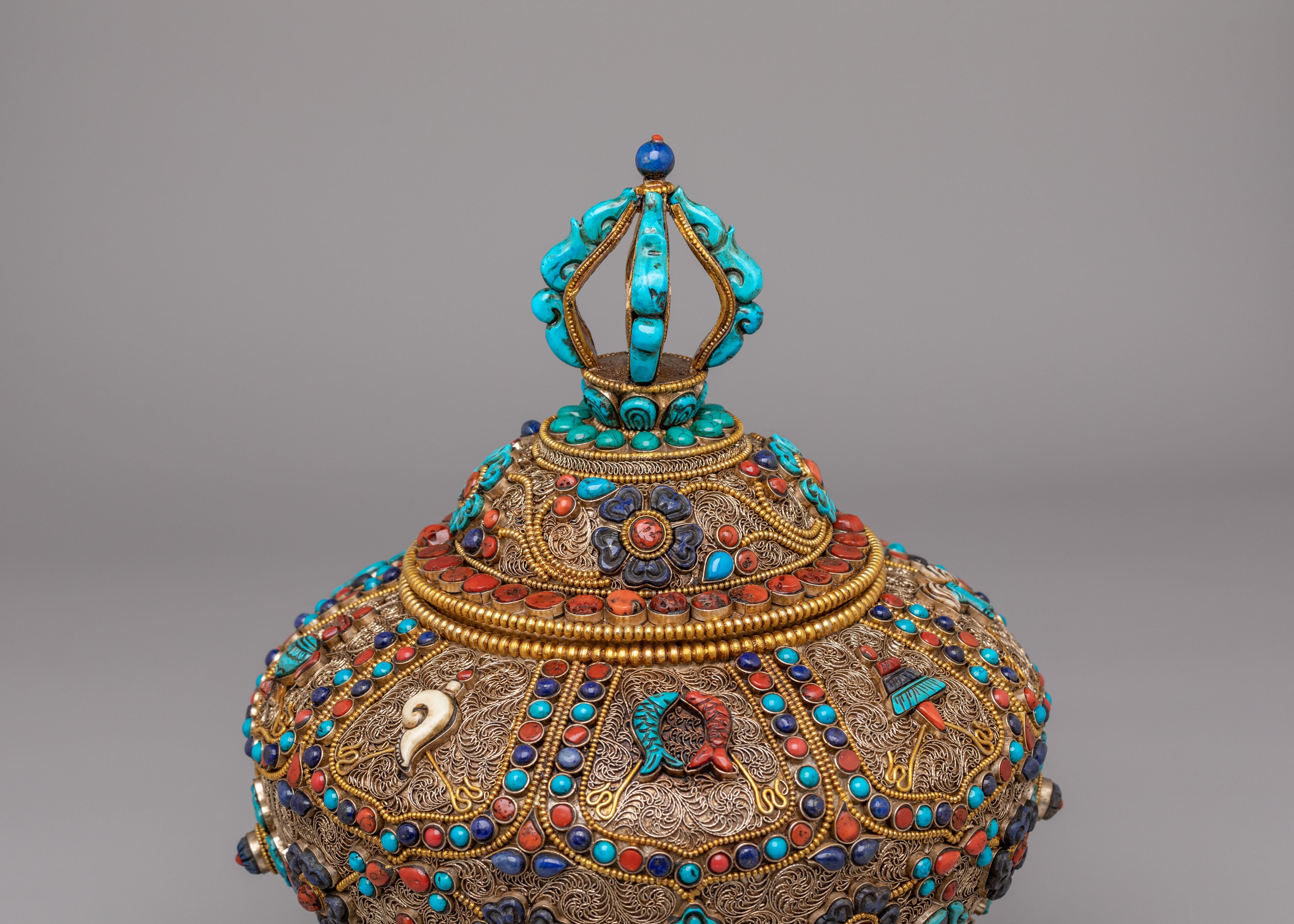 Ceremonial Ritual Rice Pot | Tibetan Ceremonial Offering Vessel