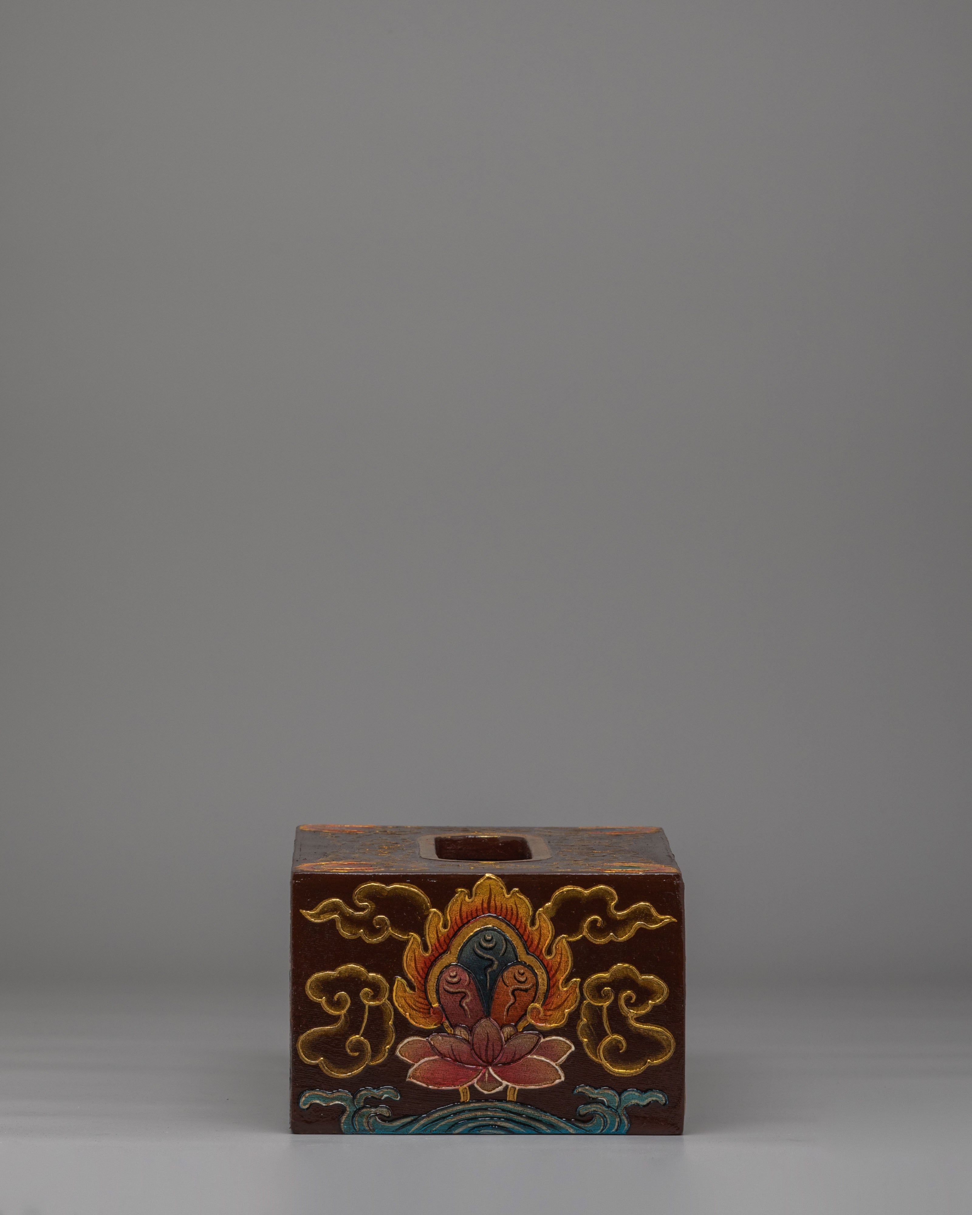 Dragon Motif Tissue Holder | Traditional Wooden Decor