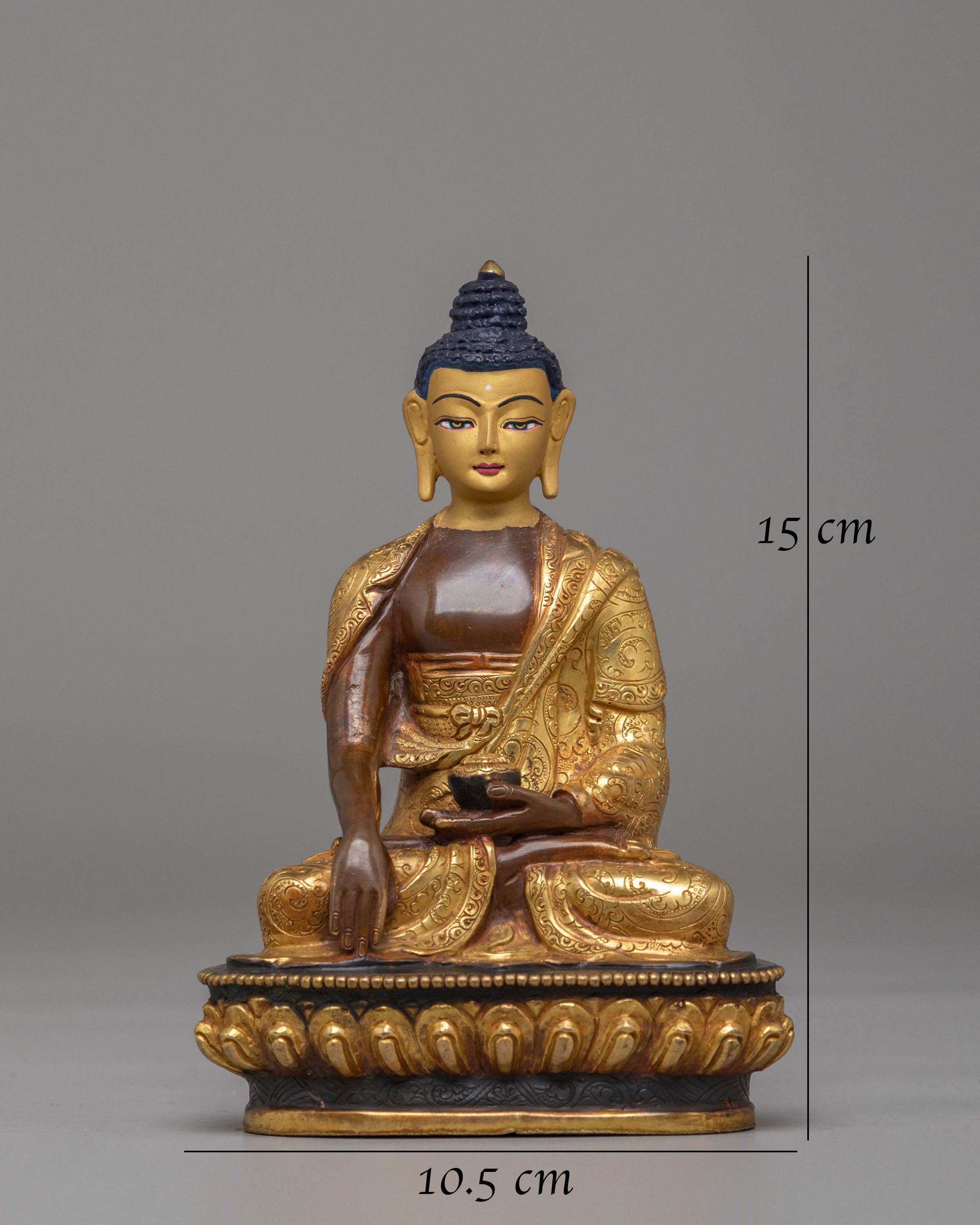 Himalayan Altar Shakyamuni Buddha Statue | Oxidized Copper Body with 24K Gold Plating