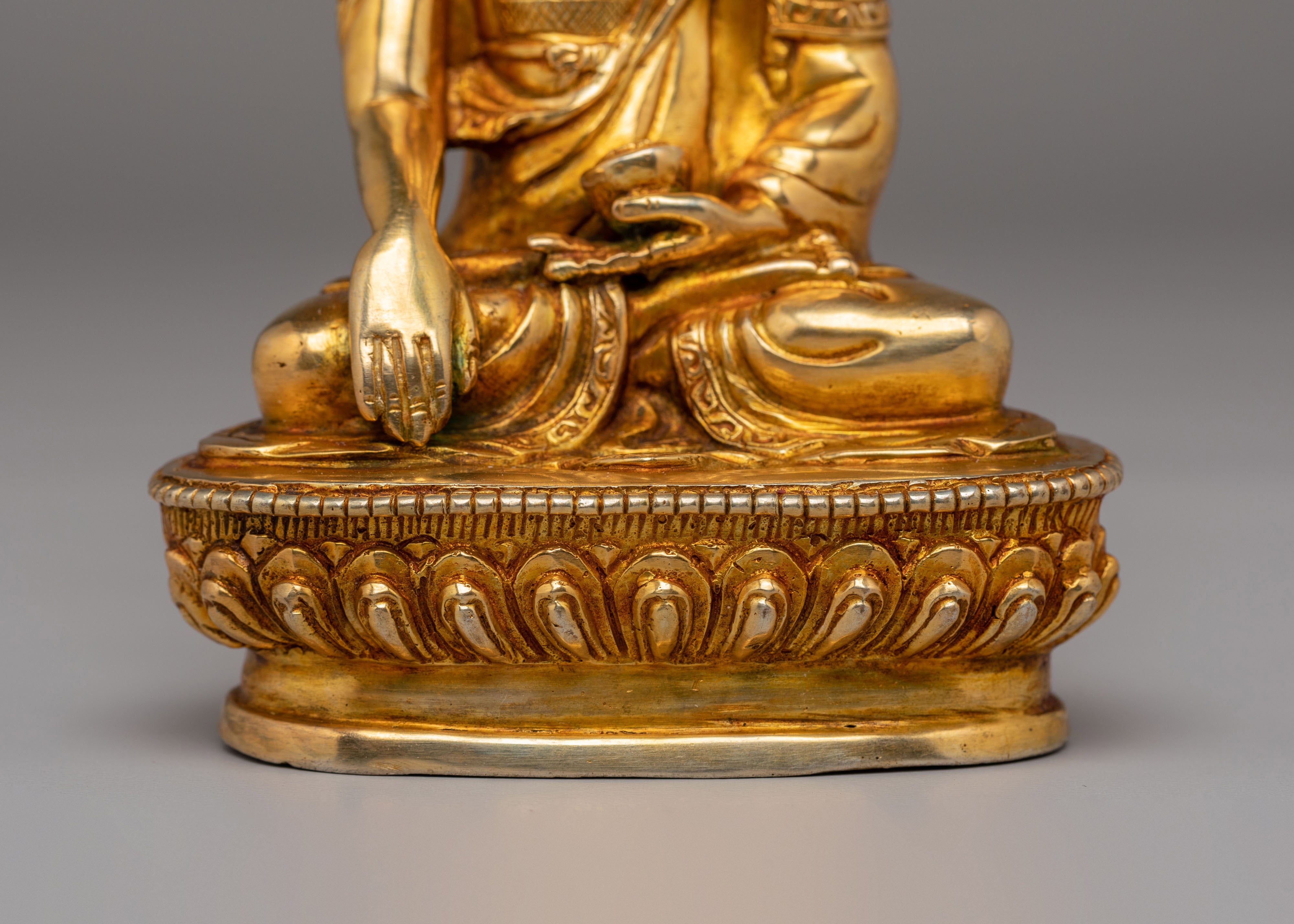 Scared Shakyamuni Buddha Sculpture | Gold Plated Meditation Altar Decor