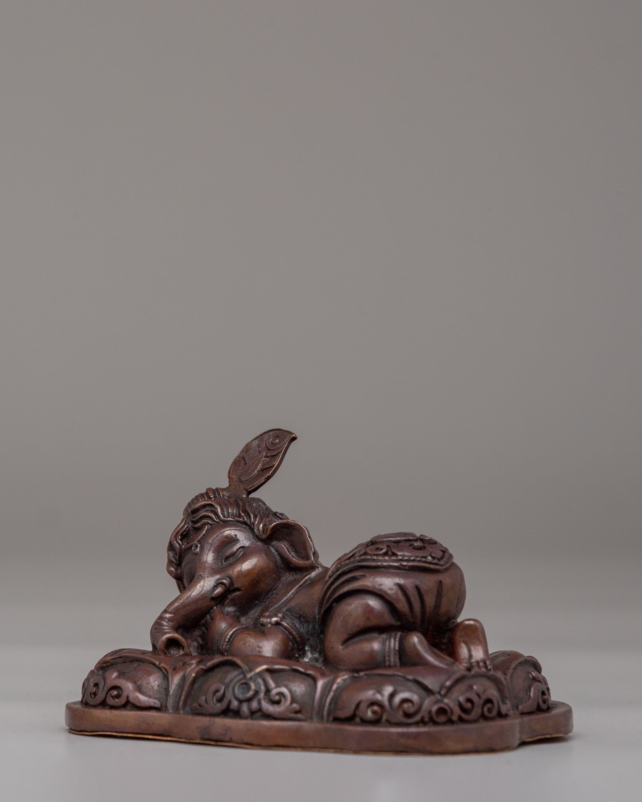 Himalayan Ganesha Deity Statue | Oxidized Copper Ganapati Sculpture