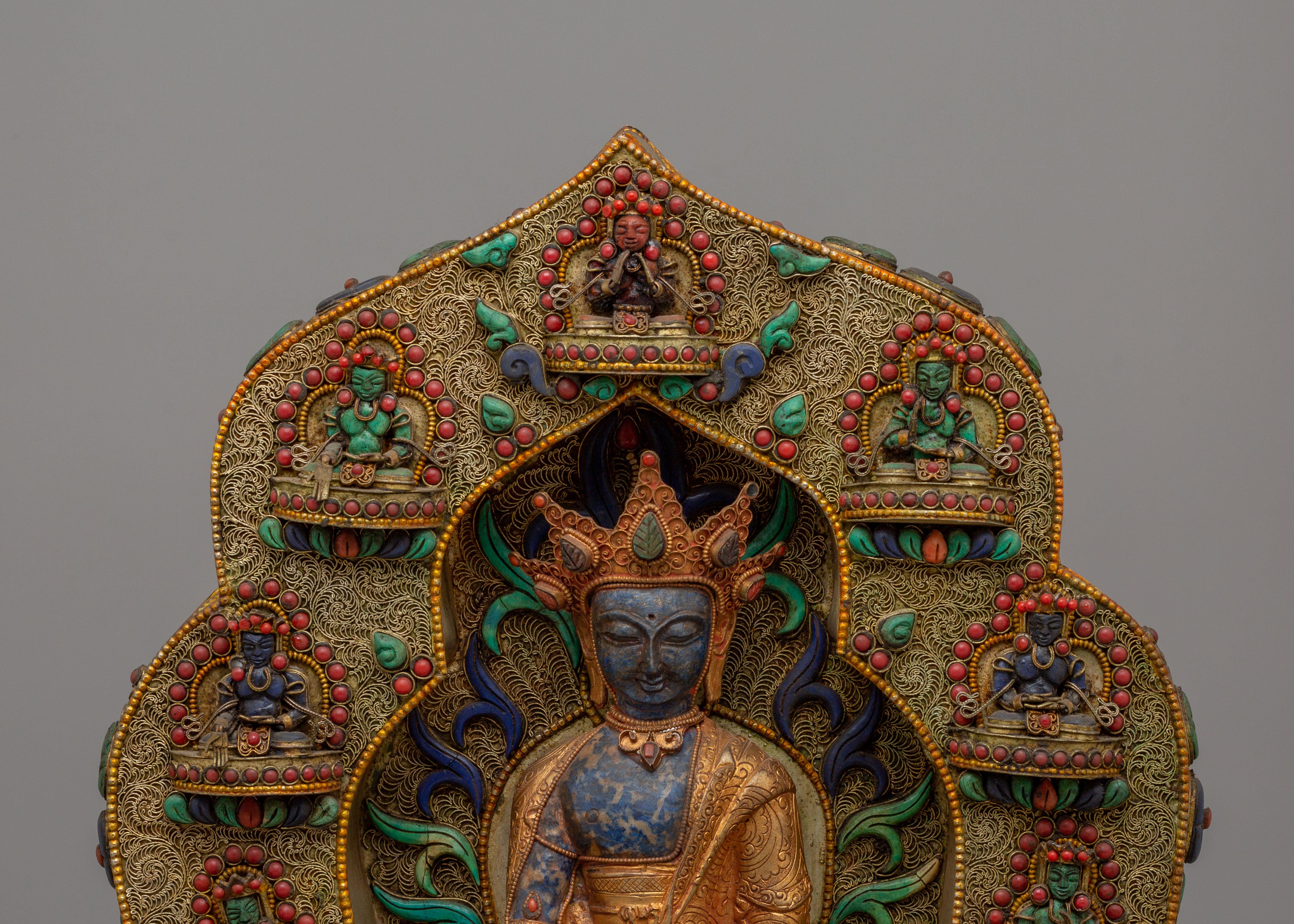 Himalayan Crowned Shakyamuni Buddha Statue | Crowned Buddha Figurine