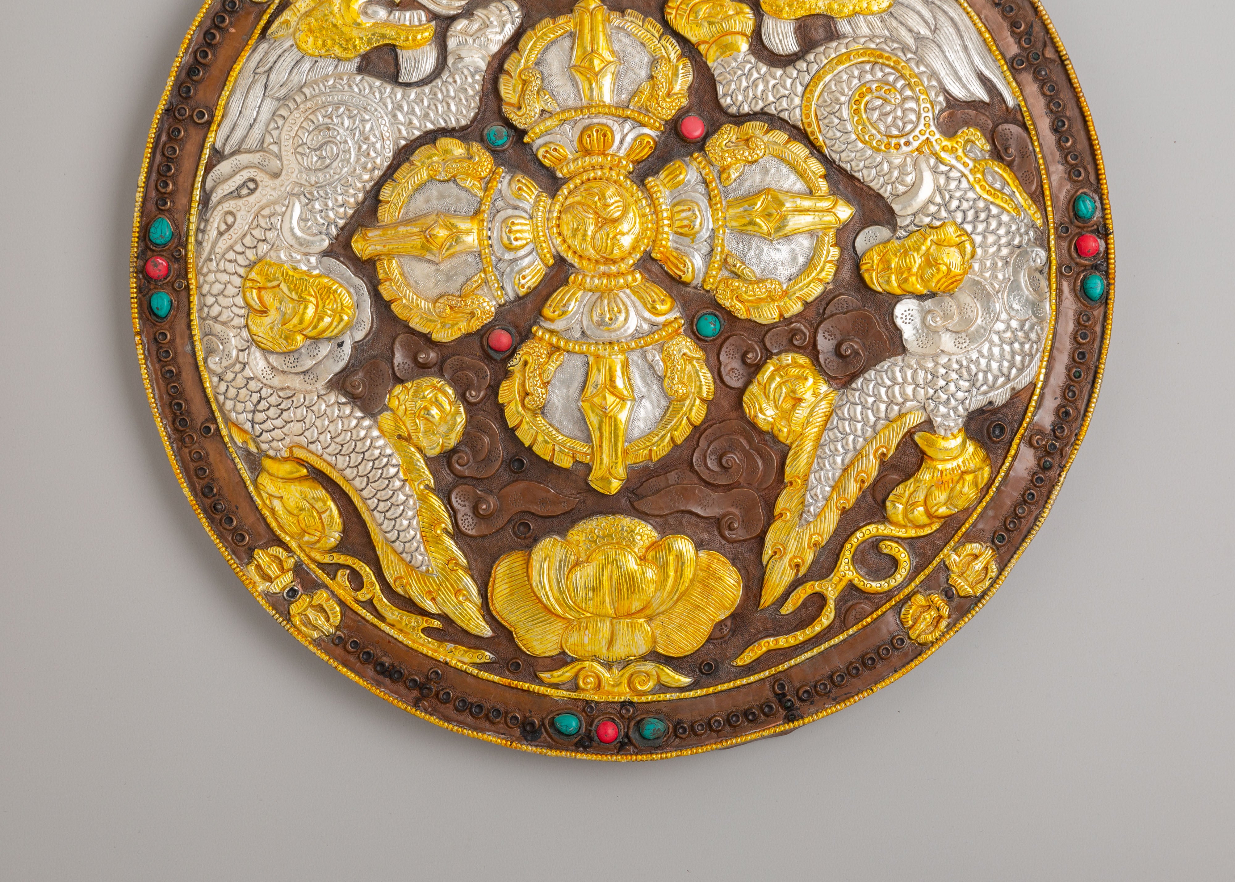Spiritual Bishwo Vajra Wall Hanging | Gold Plated Buddhist Artwork