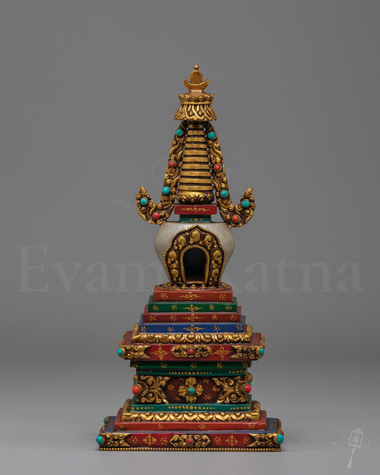 Traditional Himalayan Enlightenment Chorten | Buddhist Stupa Sculpture