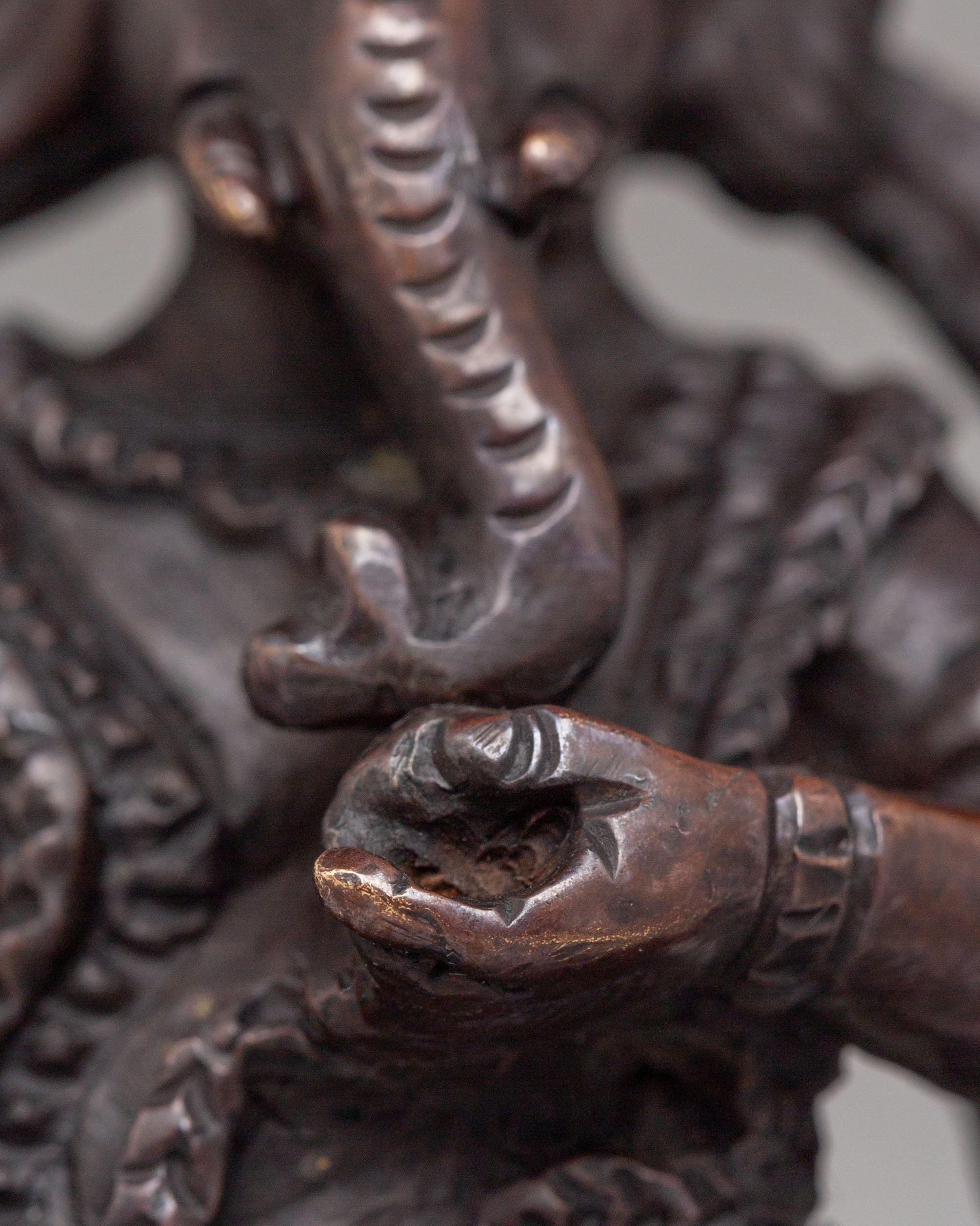 Traditional Ganesh Sculpture | Oxidized Copper Hindu Deity
