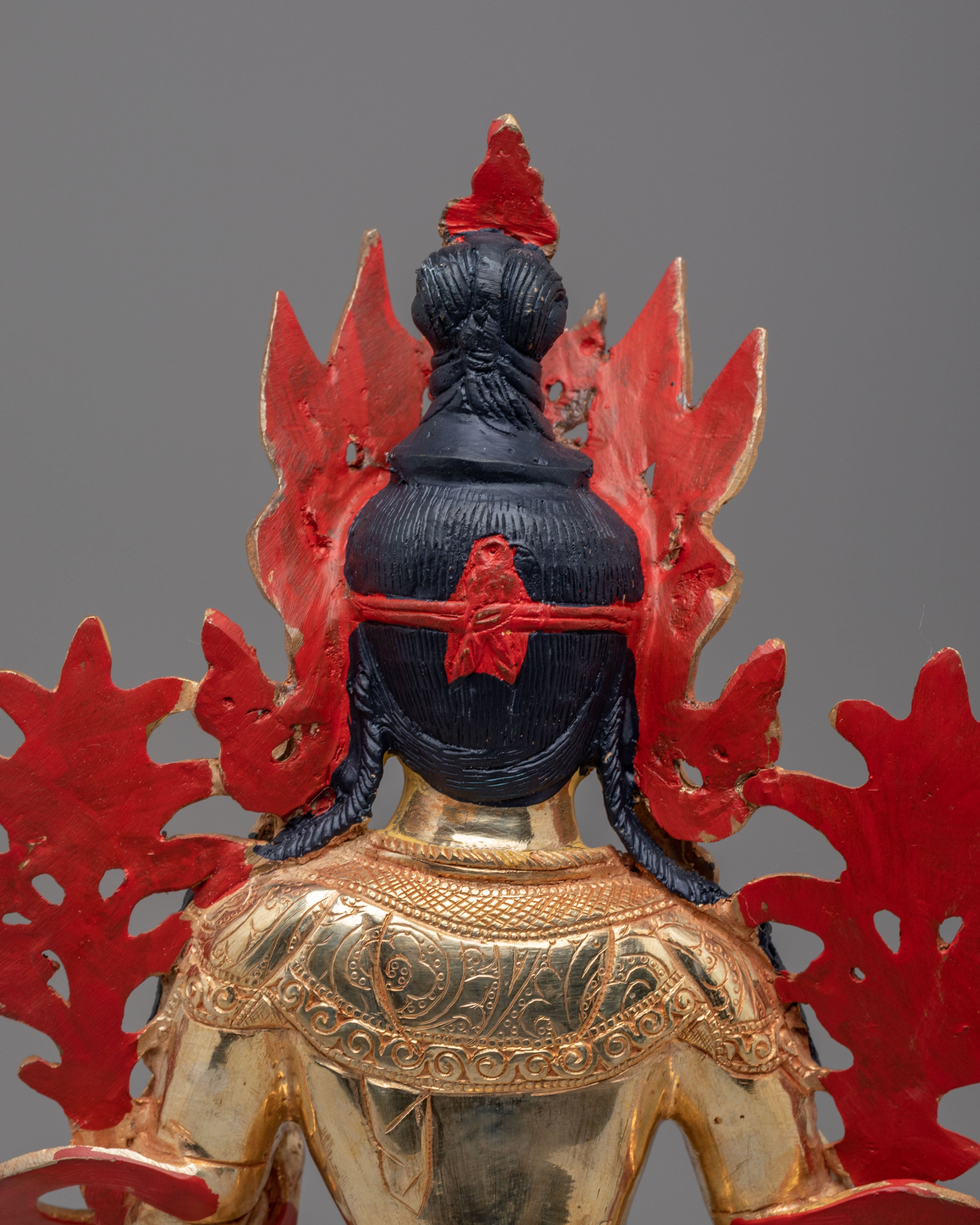 Sacred Green Tara Sculpture | Copper Body with 24K Gold Plating and Gemstones