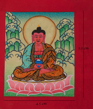 Traditional Amitabha Buddha Thanka For Locket | Small Spiritual Art