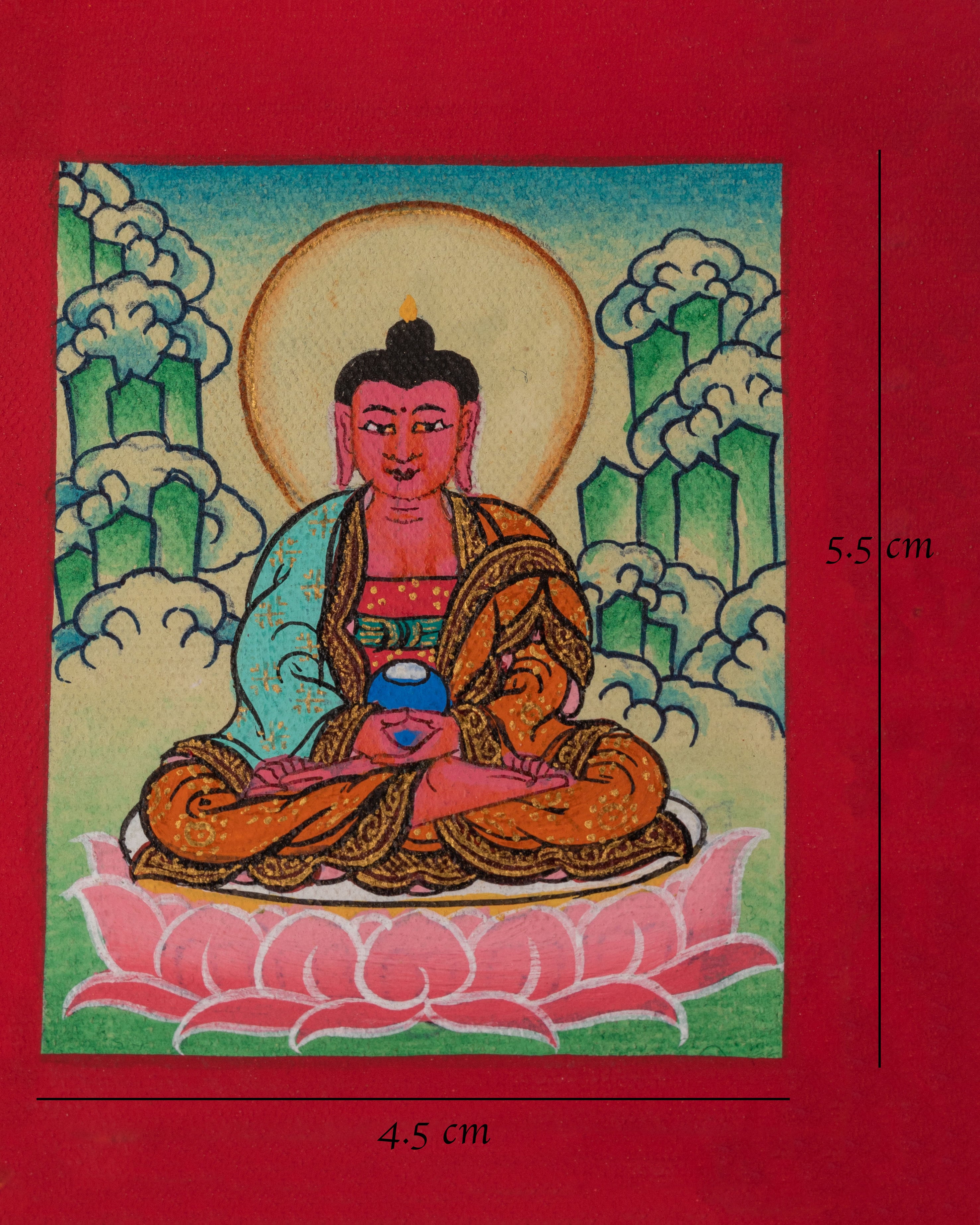 Traditional Amitabha Buddha Thanka For Locket | Small Spiritual Art
