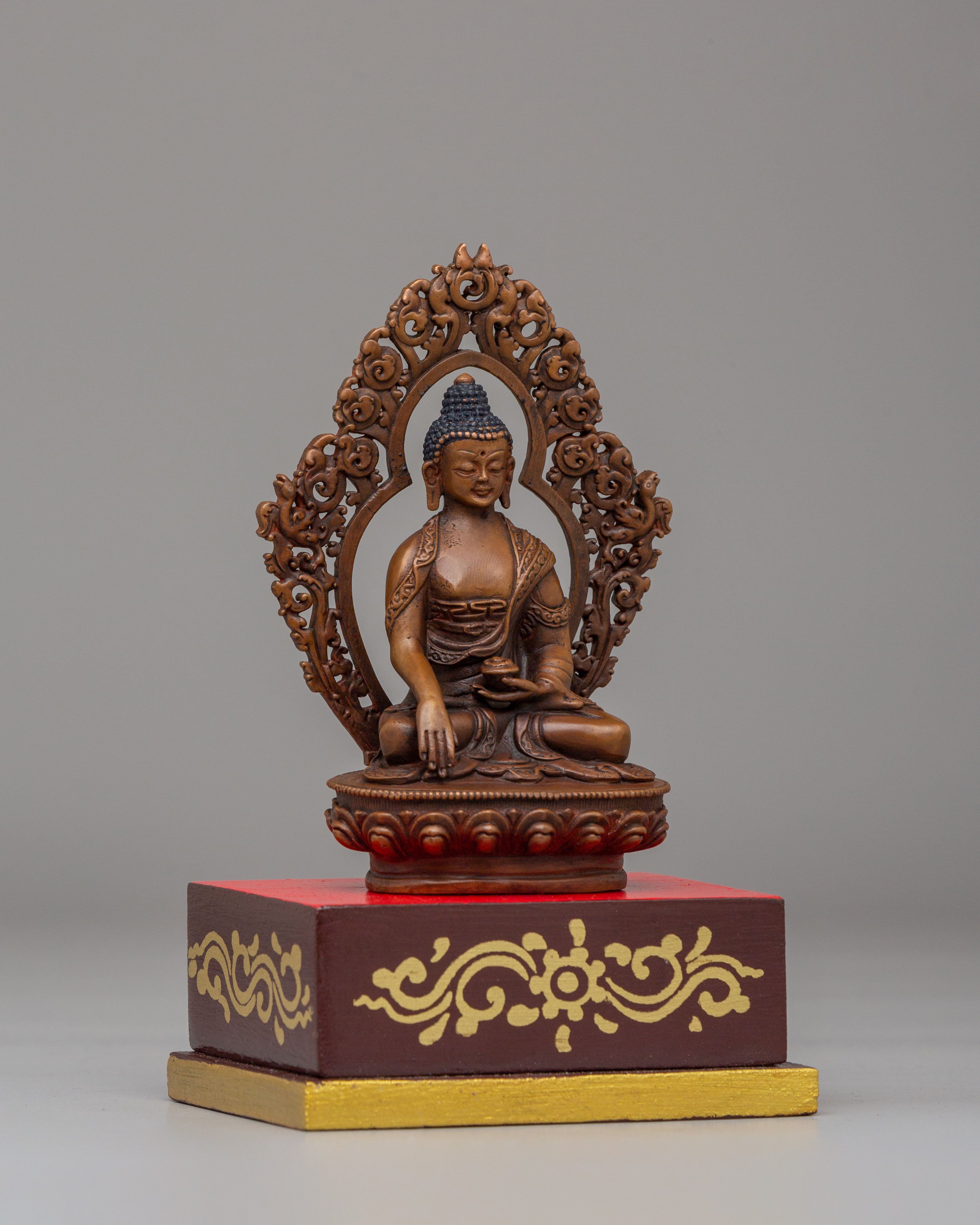 Tibetan Shakyamuni Buddha Deity Figurine | Handcrafted Wooden Statue