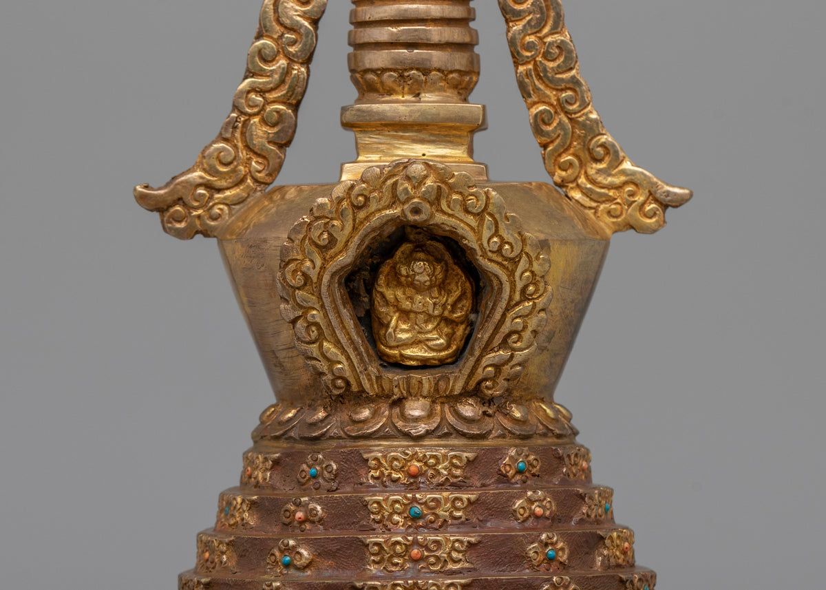 Traditional Altar Lotus Blossom Stupa | Tibetan Buddhist Decor