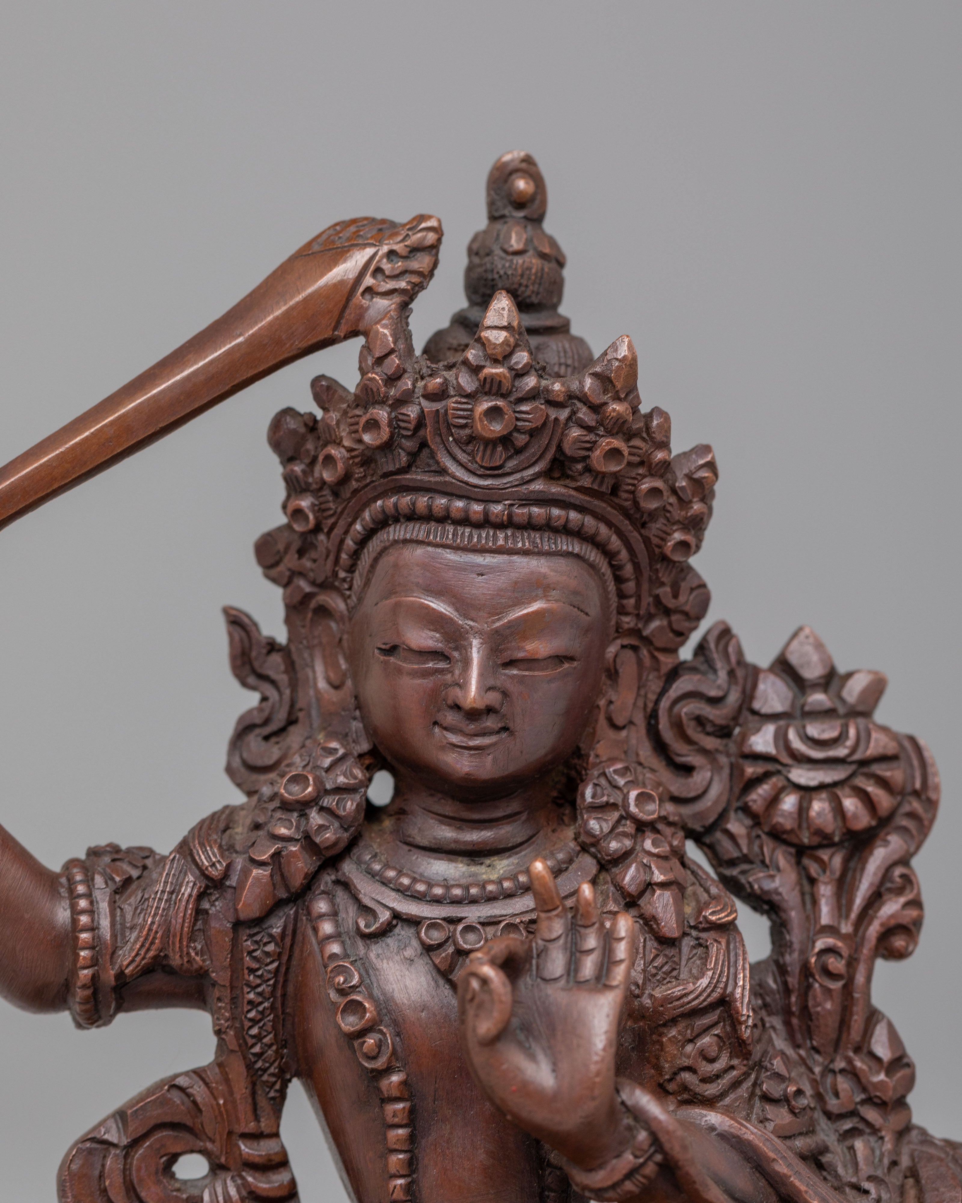 Himalayan Manjushri Wisdom Deity Statue | Tibetan Sculpture for Altar