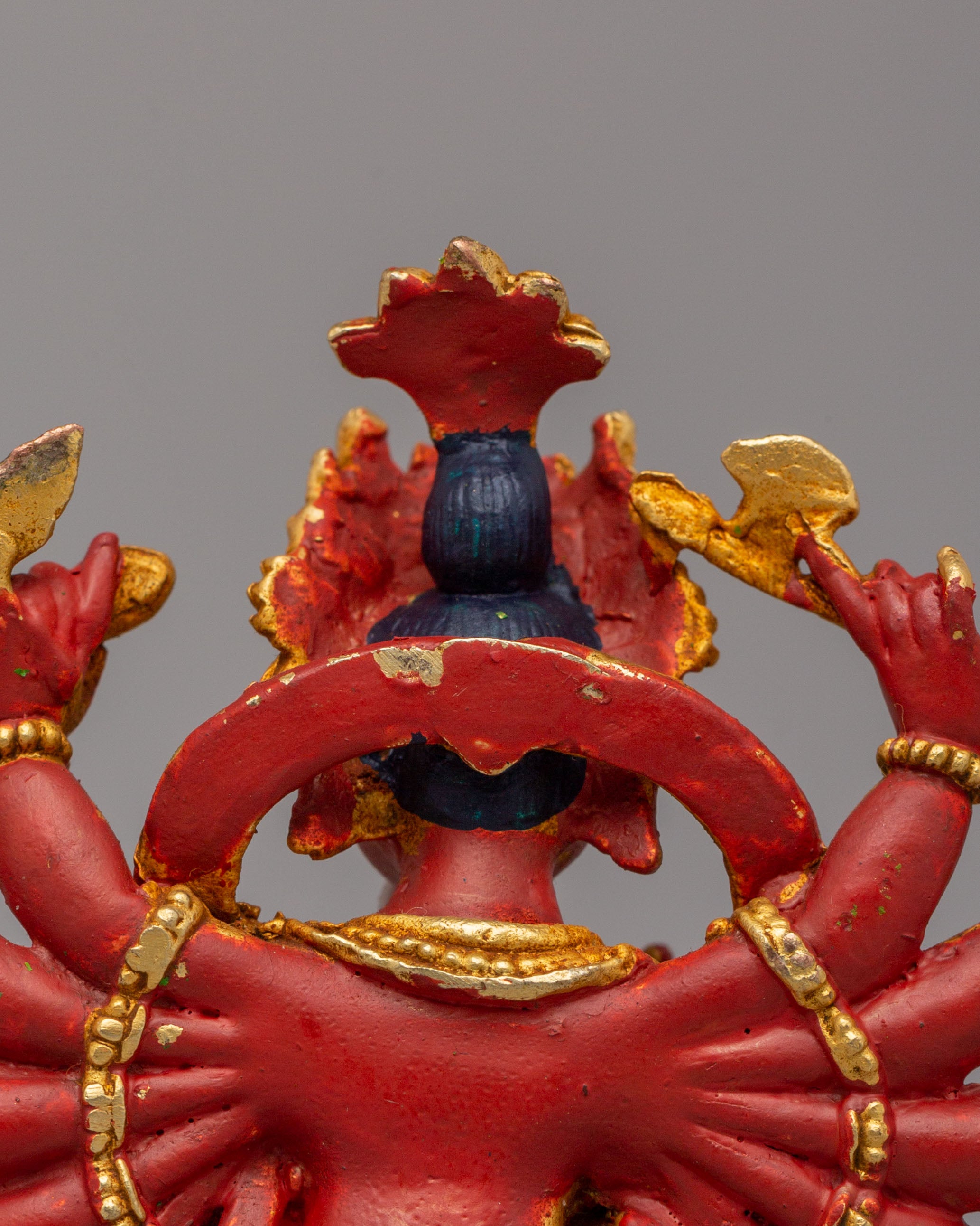 Sacred 12-Armed Maha Rakta Ganesha Statue | Multi-Armed Hindu Deity