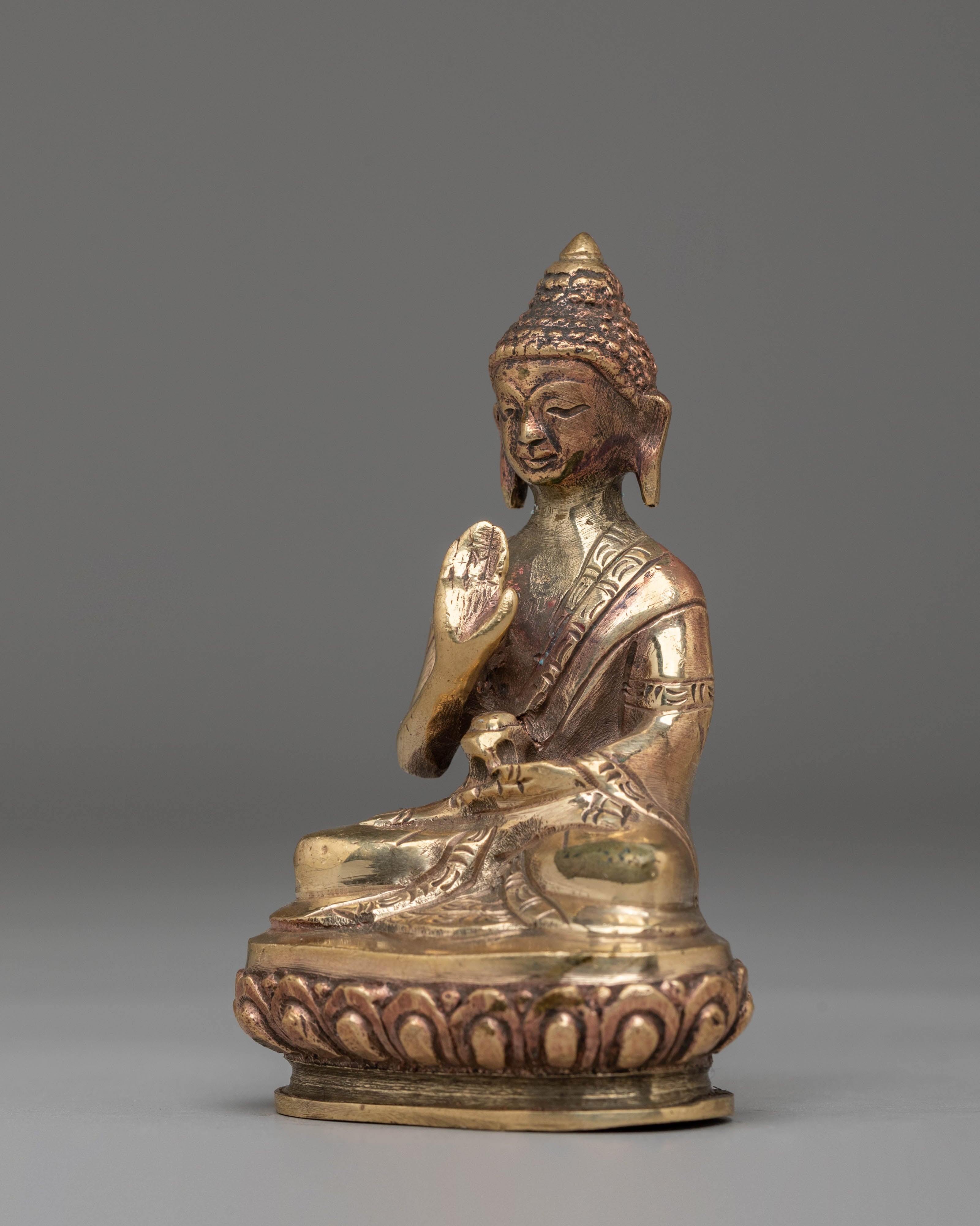 Handcrafted Buddhist Amogasiddhi Statue | Copper Body Statue
