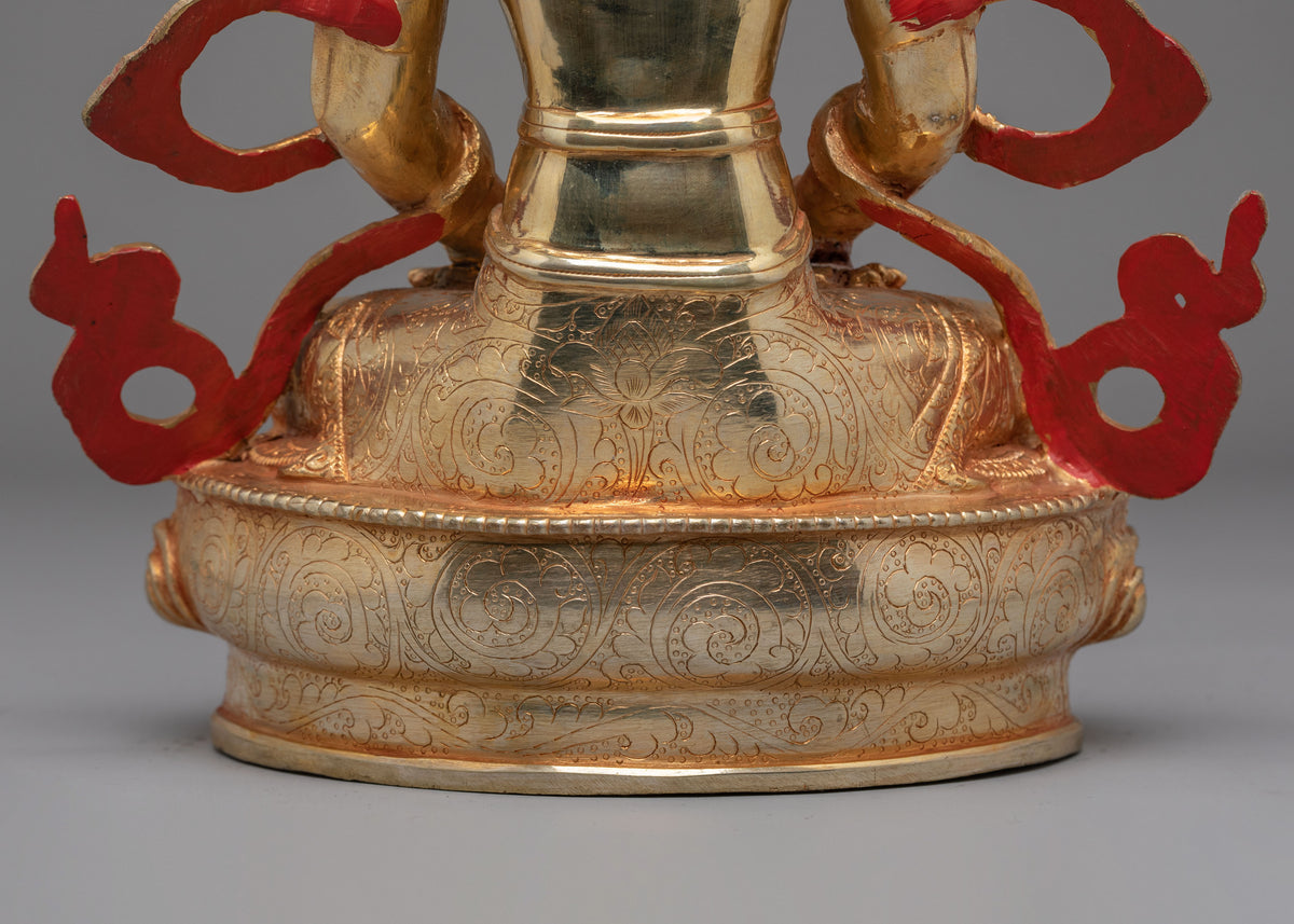 Traditional Amitayus Sculpture | 24K Mercury Gold Plated Copper Statue