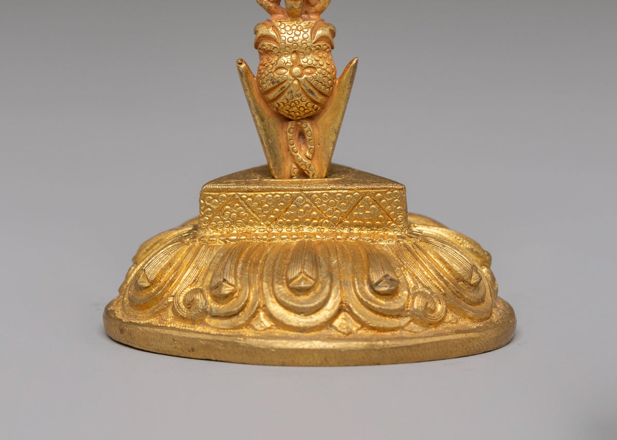 Ceremonial Hayagriva Deity Phurba | Gold Polished Copper Ritual Implement