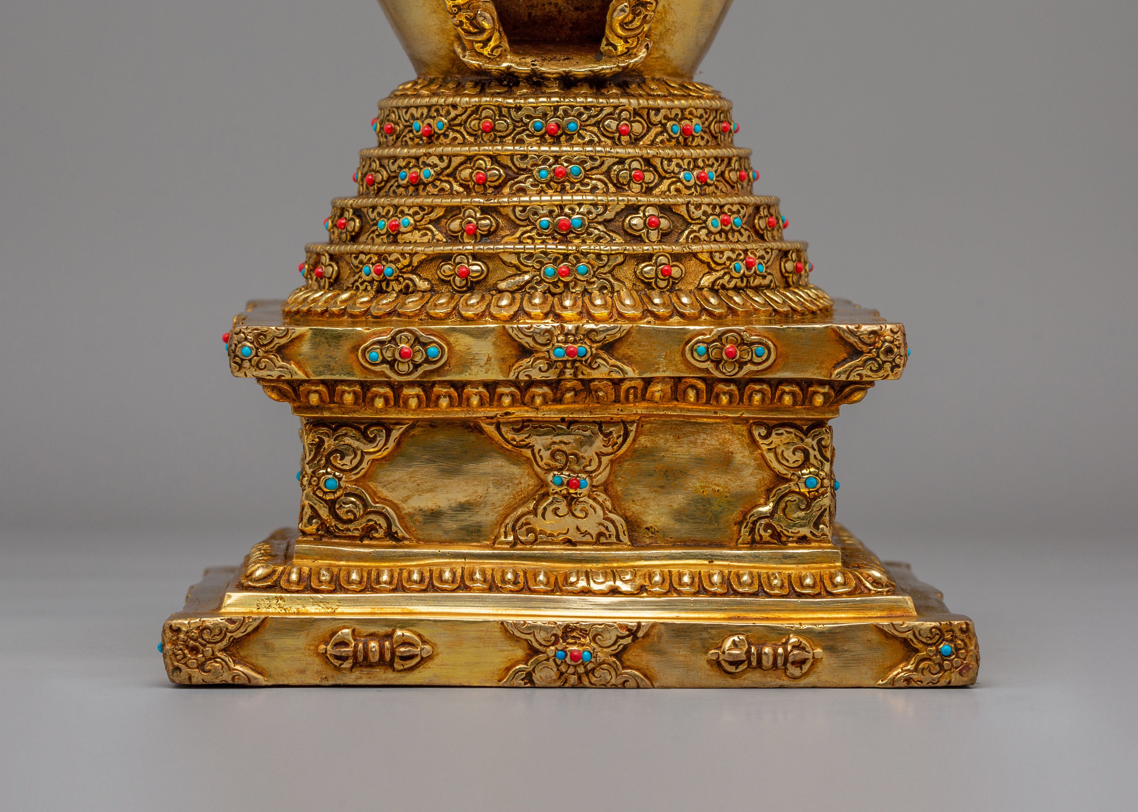 Handcrafted Altar Namgyalma Stupa | 24K Gold Plated Buddhist Stupa