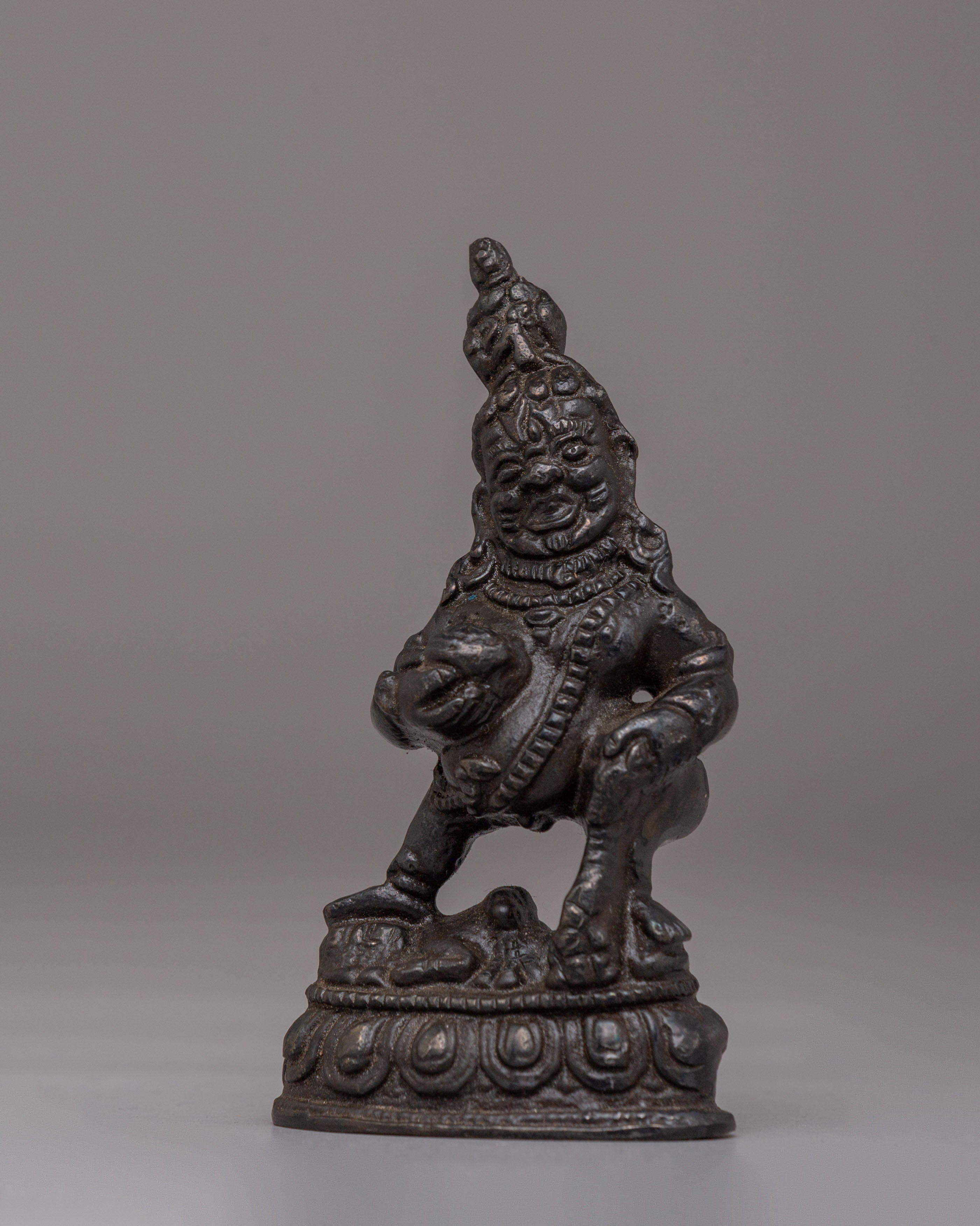 Traditional Black Dzambhala Deity Statue | Handcrafted Iron Sculpture