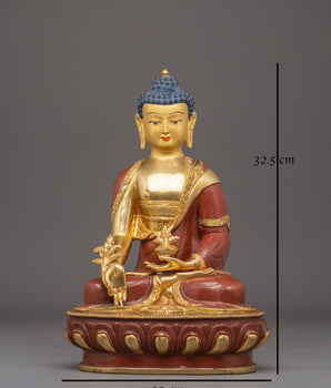 Himalayan Healing Buddha Statue | Gold Plated Tibetan Buddha Art