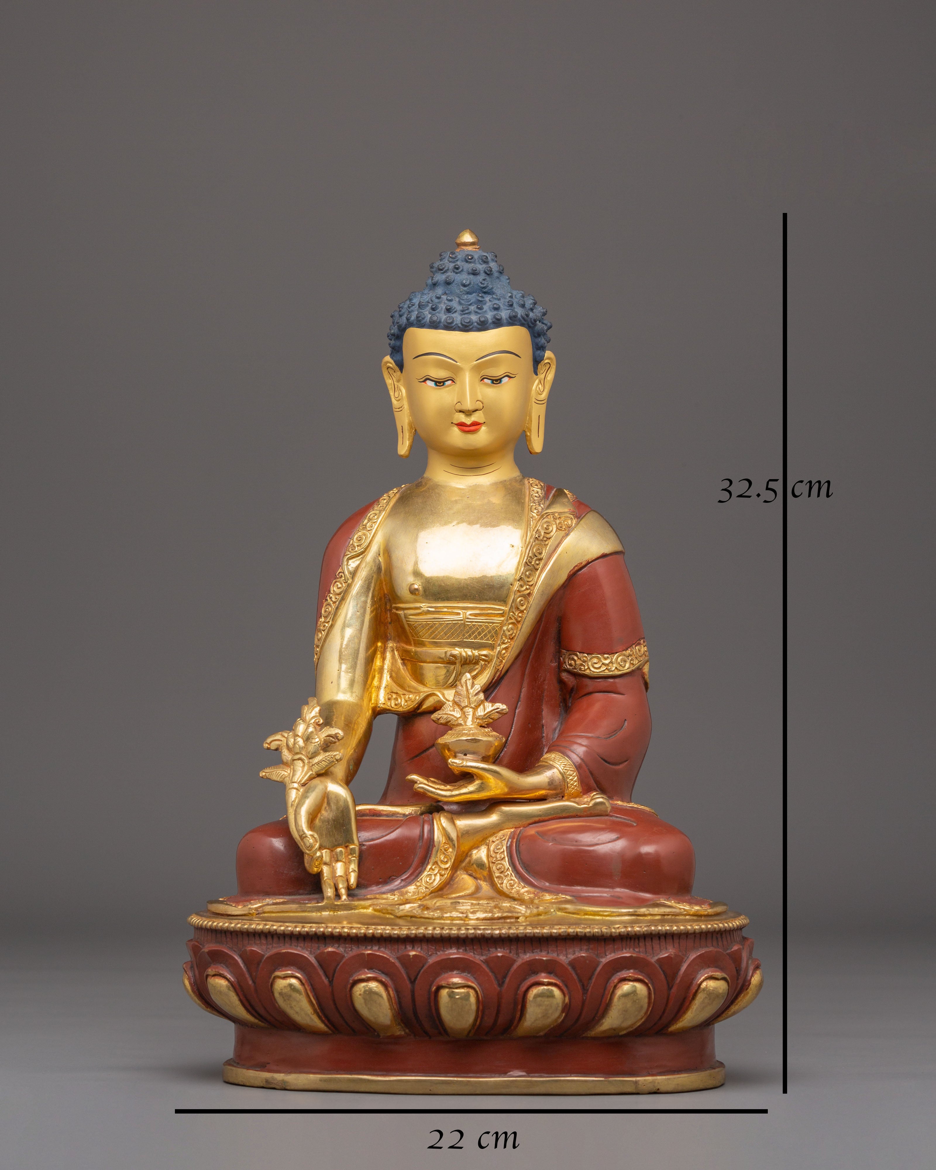 Himalayan Healing Buddha Statue | Gold Plated Tibetan Buddha Art