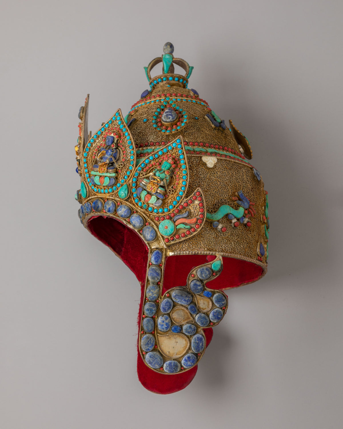 Himalayan Ceremonial Crown | Tibetan Ritual Headpiece for Monks and Spiritual Leaders