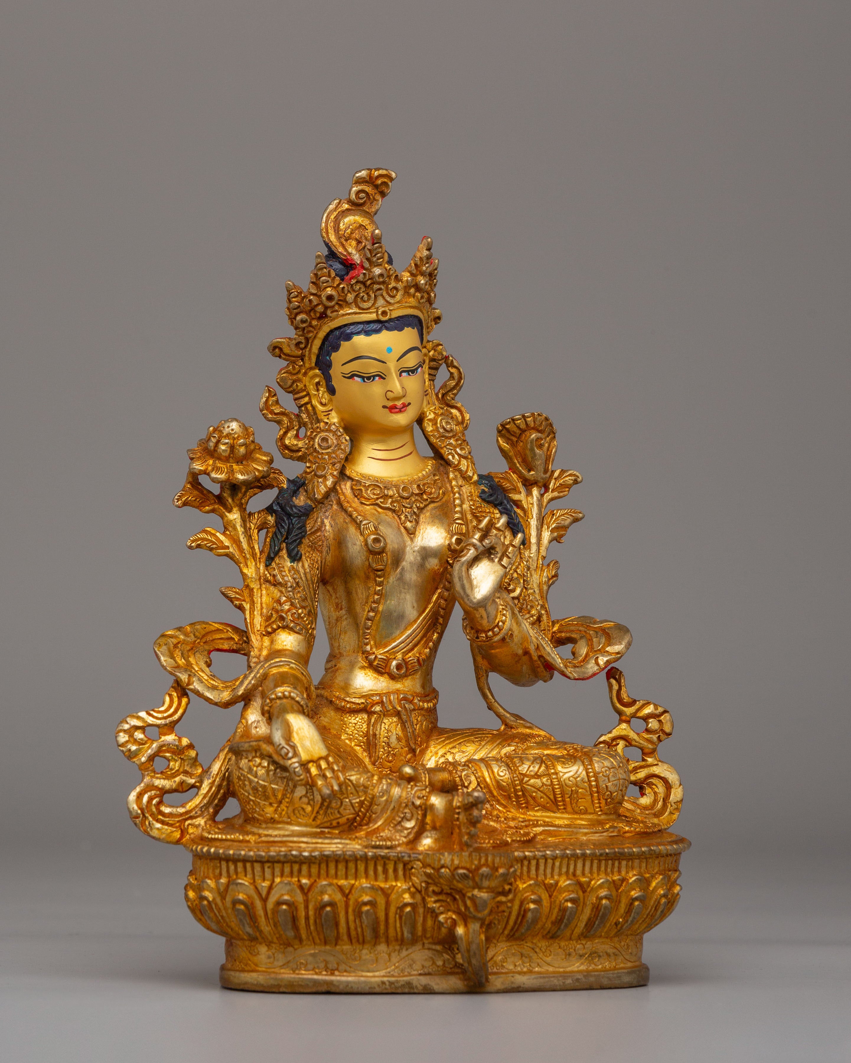 Buddhist Green Tara Goddess Statue | Tara Sculpture for Peace and Protection
