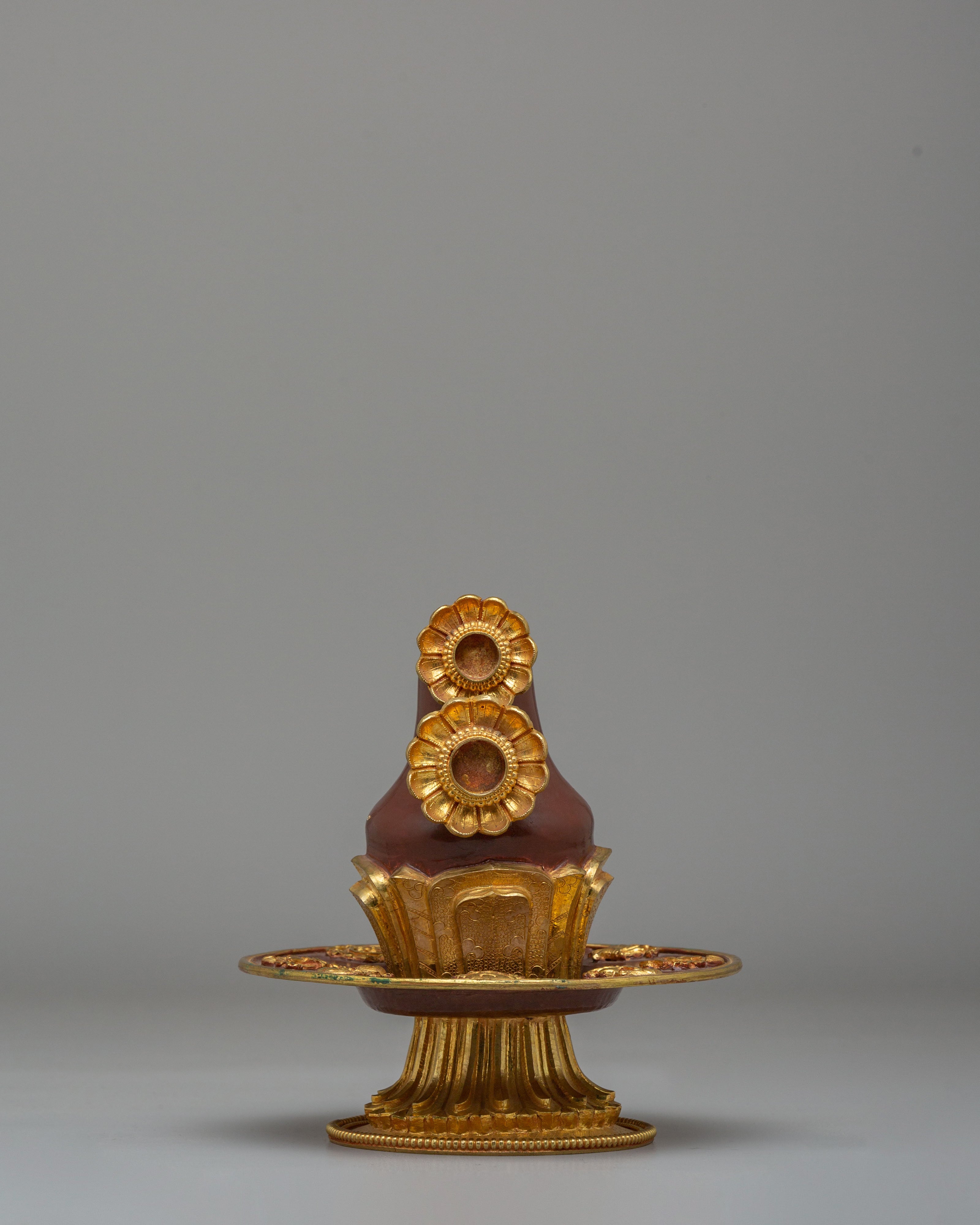 Traditional Tibetan Ritual Torma | Electro Gold Plated Copper Torma