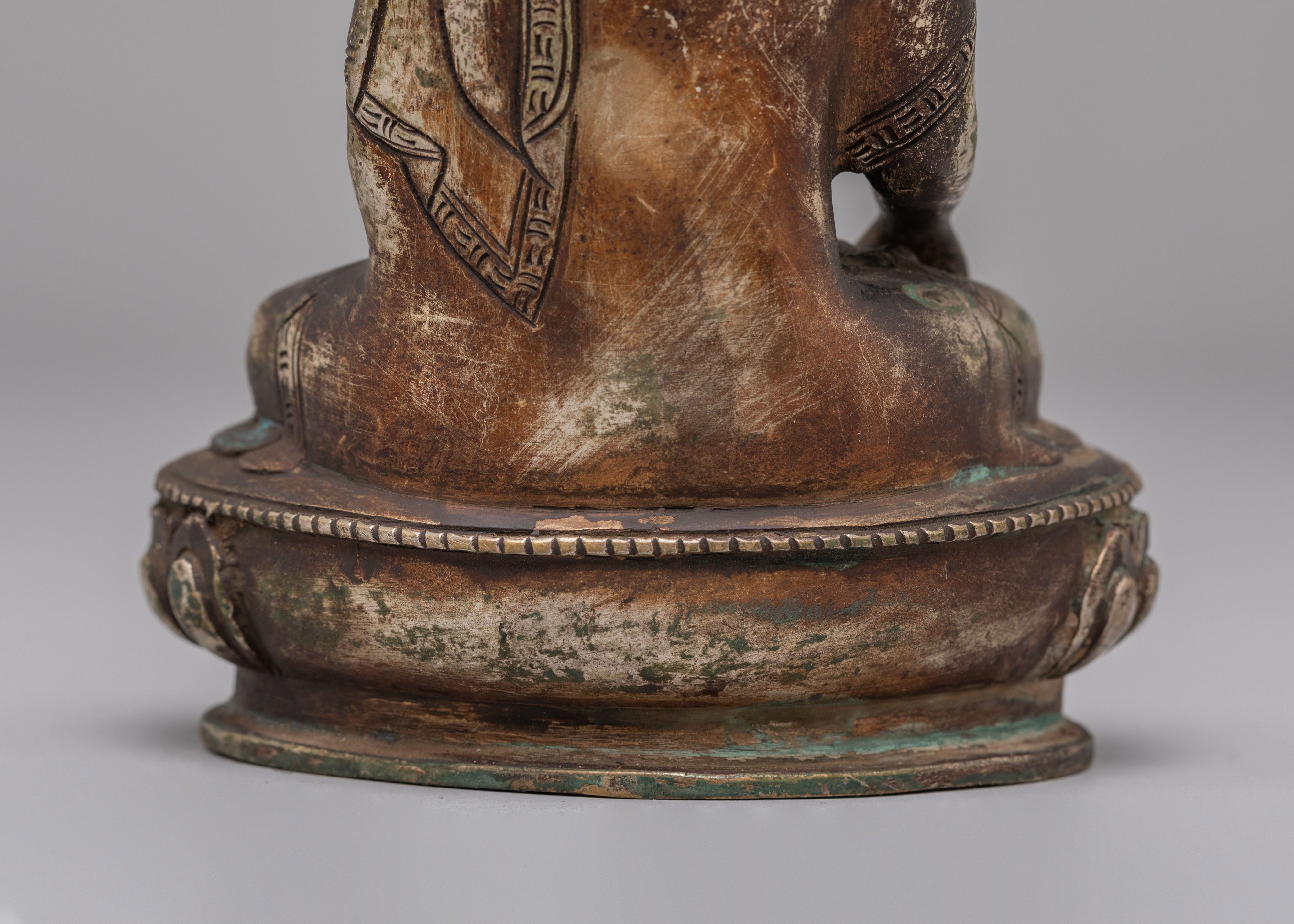 Enlightened Buddha Shakyamuni Statue | Antique Finish Buddhist Art